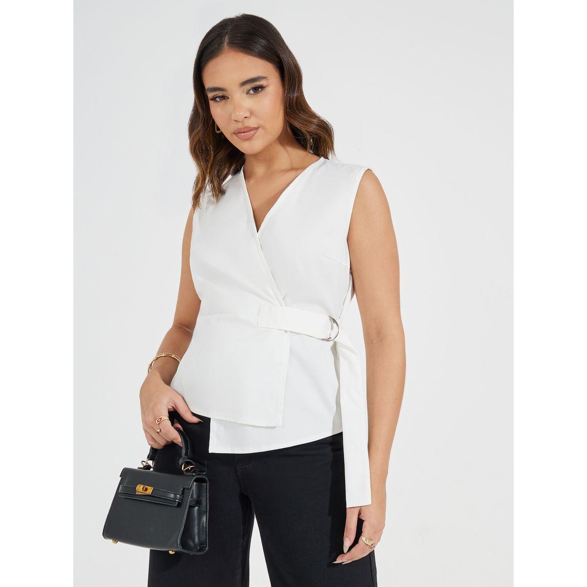 Styli Sleeveless Wrap Top with Buckle Detail-women-clothing-shirtsandblouses-blouses-image-1
