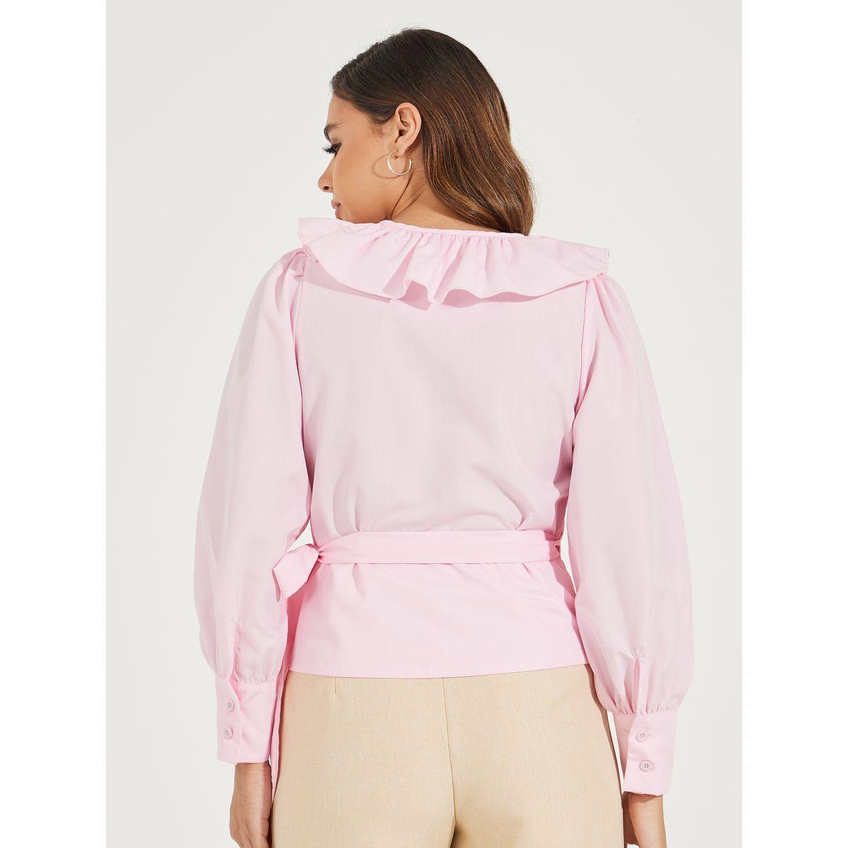 Styli Ruffled Wrap Top with Tie-Up Detail-women-clothing-shirtsandblouses-blouses-image-4