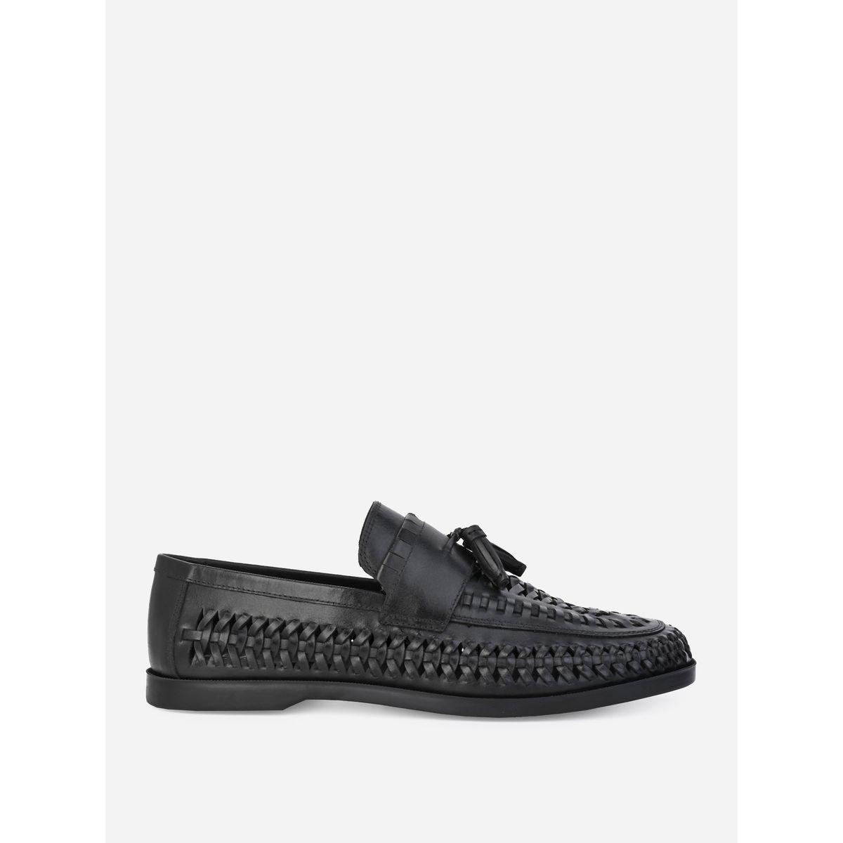حذاء لوفرز جلد طبيعي بنمط منسوج مع شراشيب-men-shoes-loafersandmoccasins-image-1