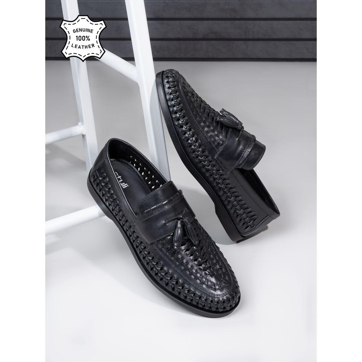 حذاء لوفرز جلد طبيعي بنمط منسوج مع شراشيب-men-shoes-loafersandmoccasins-image-2