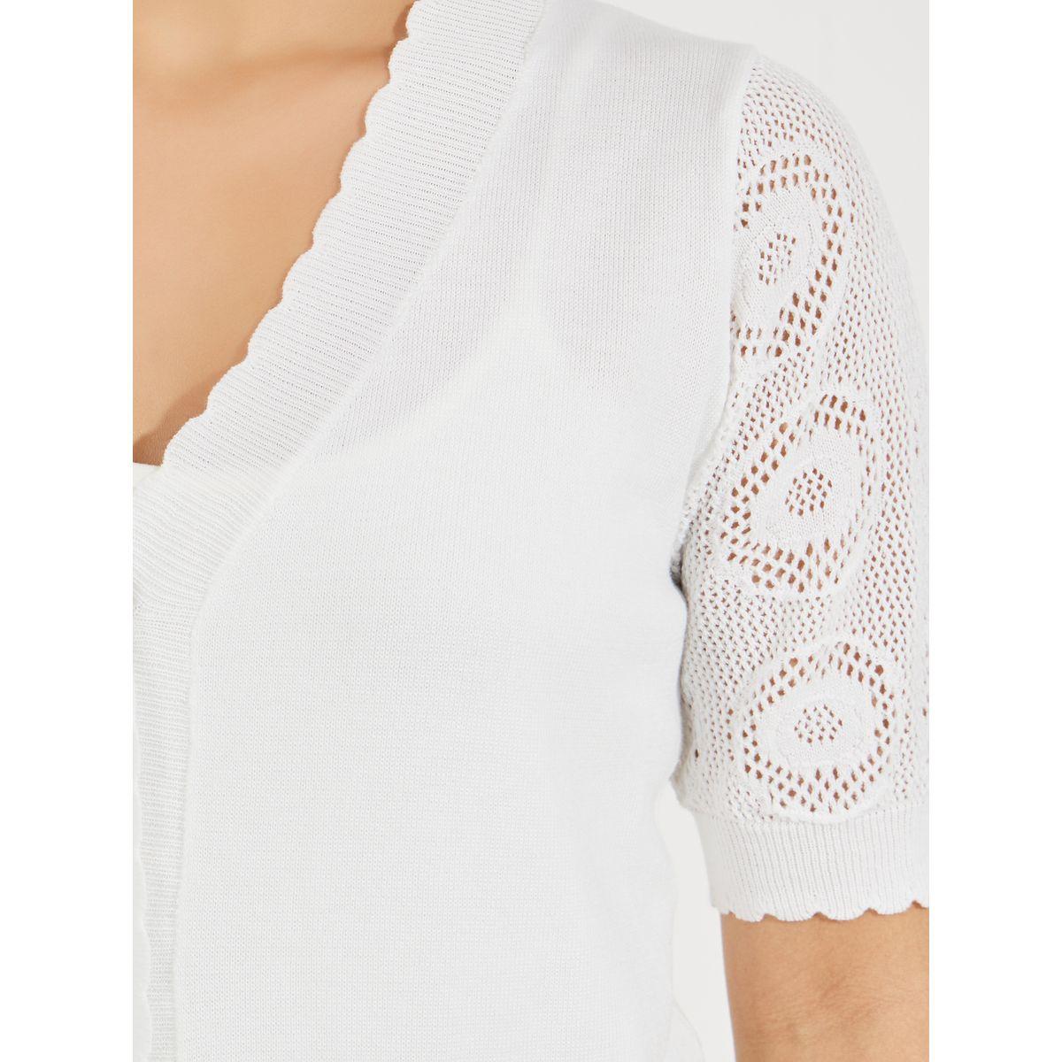 Styli Flat Knit Scallop Edge Buttoned Top-women-clothing-shirtsandblouses-blouses-image-3