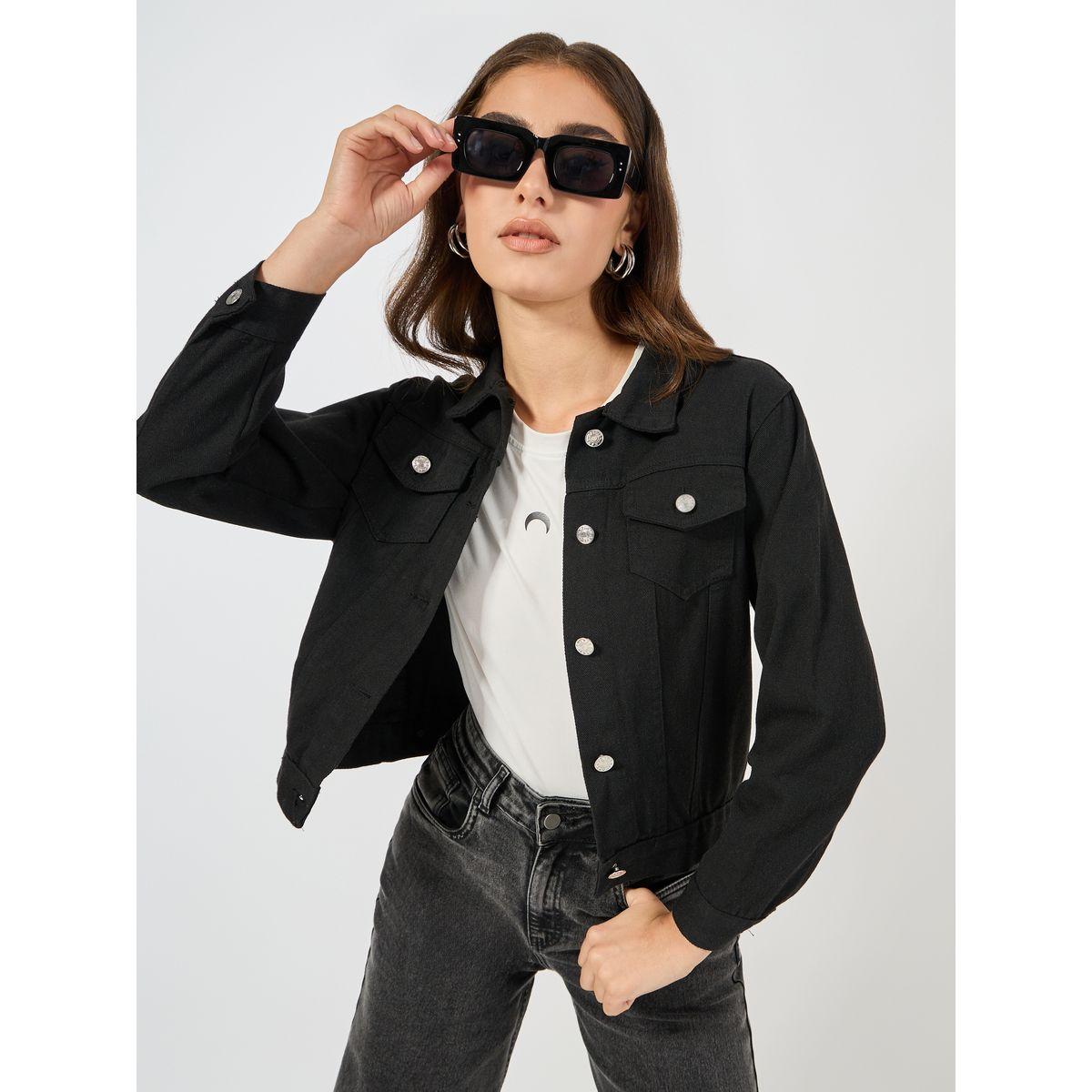 Styli Short Length Regular Fit Denim Jacket-women-winterwear-coatsandjackets-jackets-image-1