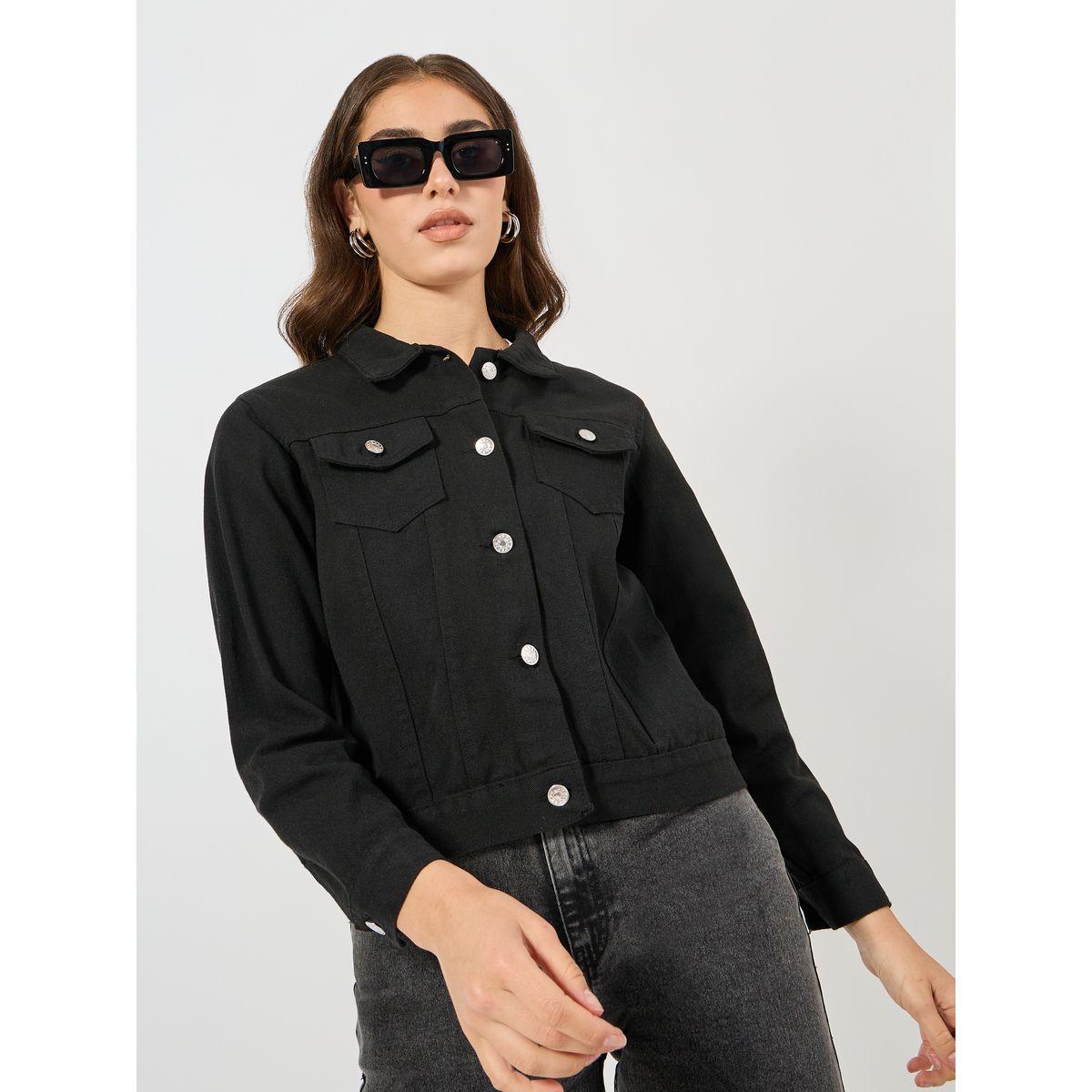 Styli Short Length Regular Fit Denim Jacket-women-winterwear-coatsandjackets-jackets-image-3