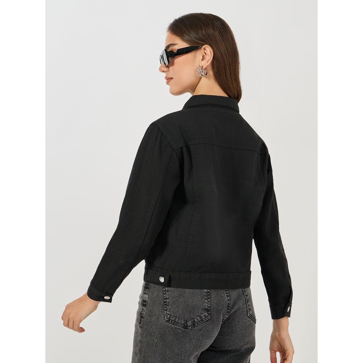 Styli Short Length Regular Fit Denim Jacket-women-winterwear-coatsandjackets-jackets-image-5