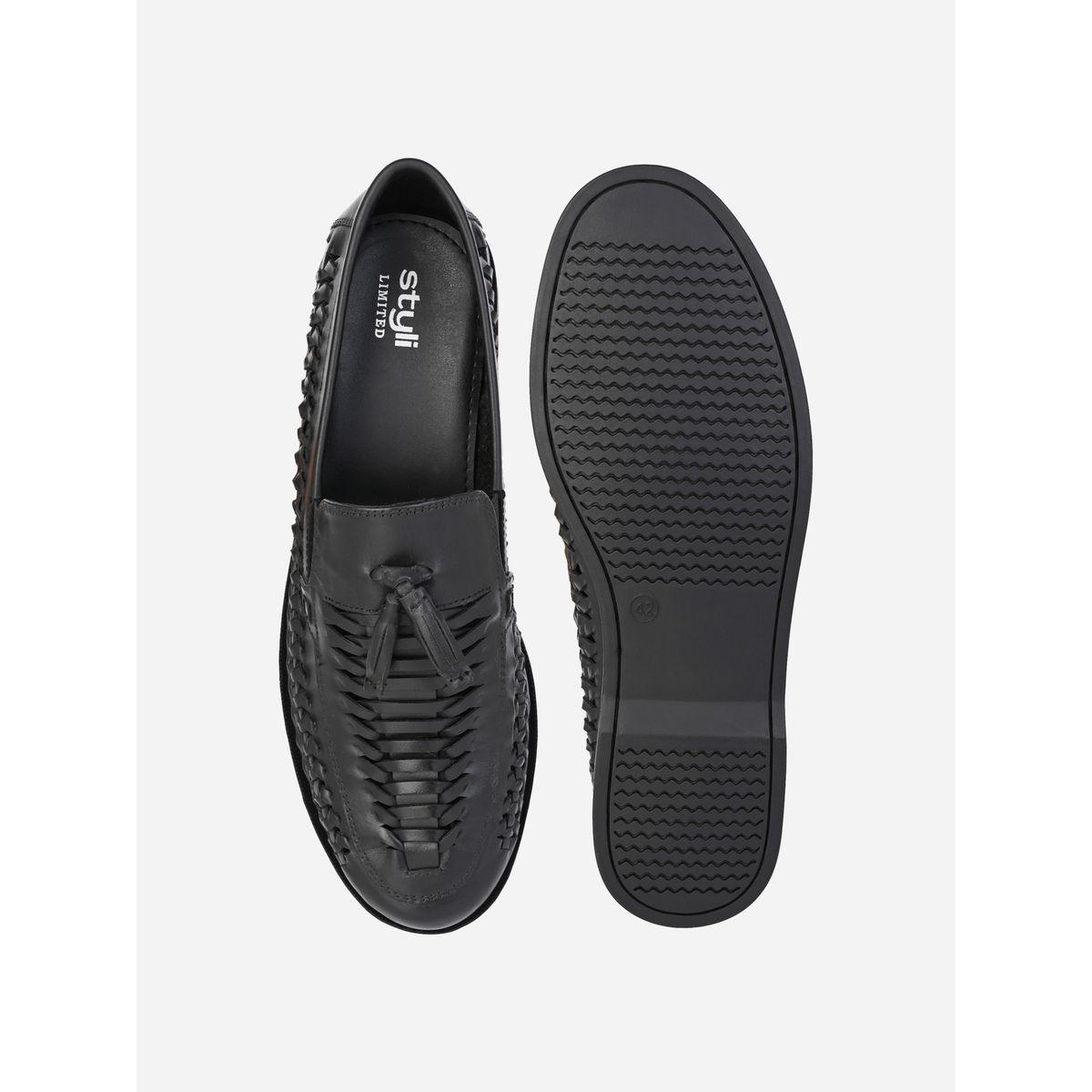 حذاء لوفرز جلد طبيعي بنمط منسوج مع شراشيب-men-shoes-formalshoes-image-6