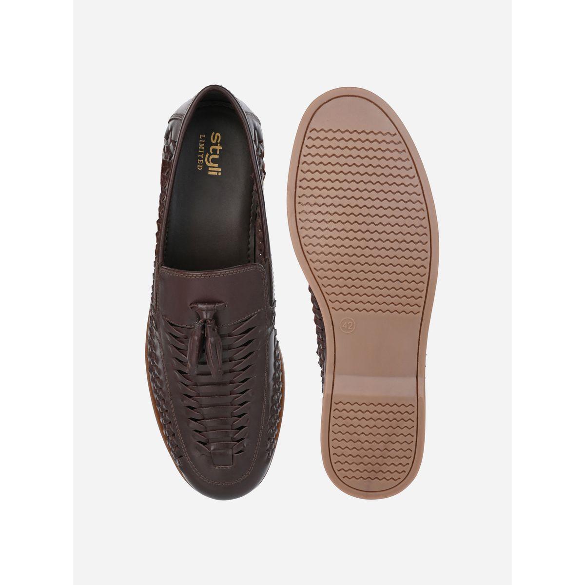 حذاء لوفرز جلد طبيعي بنمط منسوج مع شراشيب-men-shoes-formalshoes-image-7