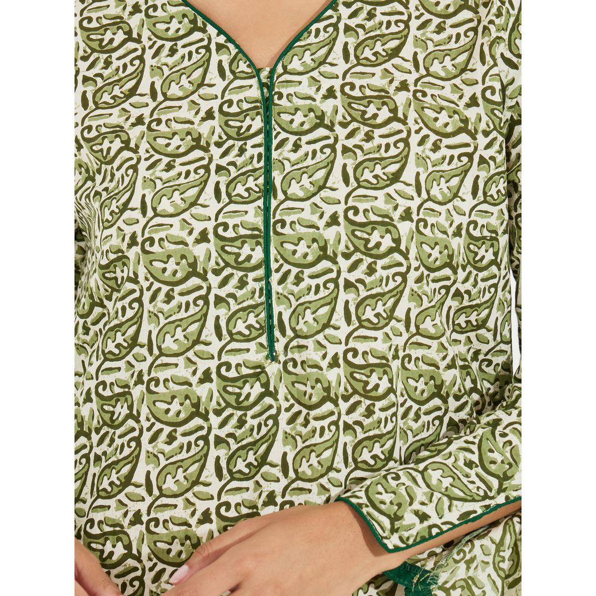 جلابية قطن مطبعة بالكامل مع حزوز-women-arabicclothing-jalabiyas-image-3
