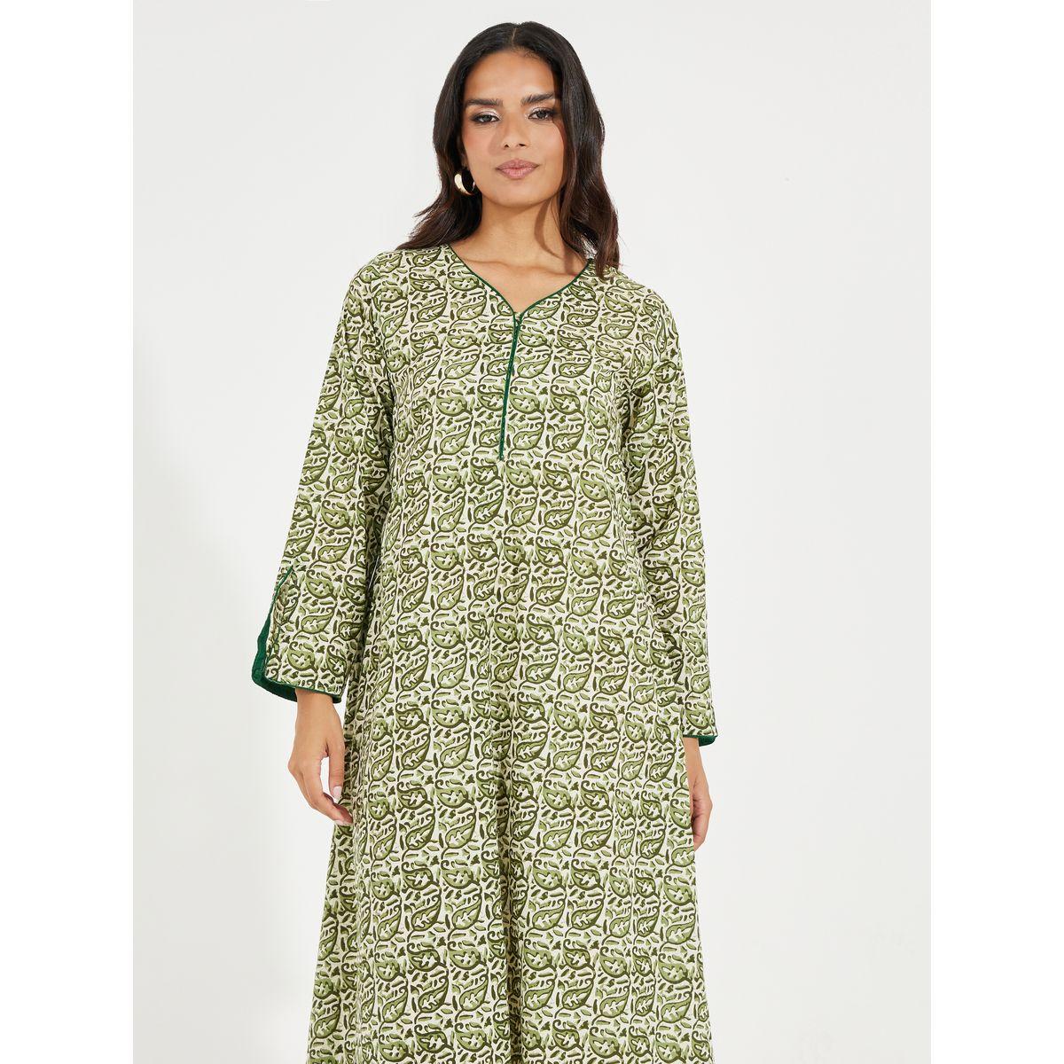 Styli AOP Cotton Jalabiya with Contrast Piping-women-arabicclothing-jalabiyas-image-5