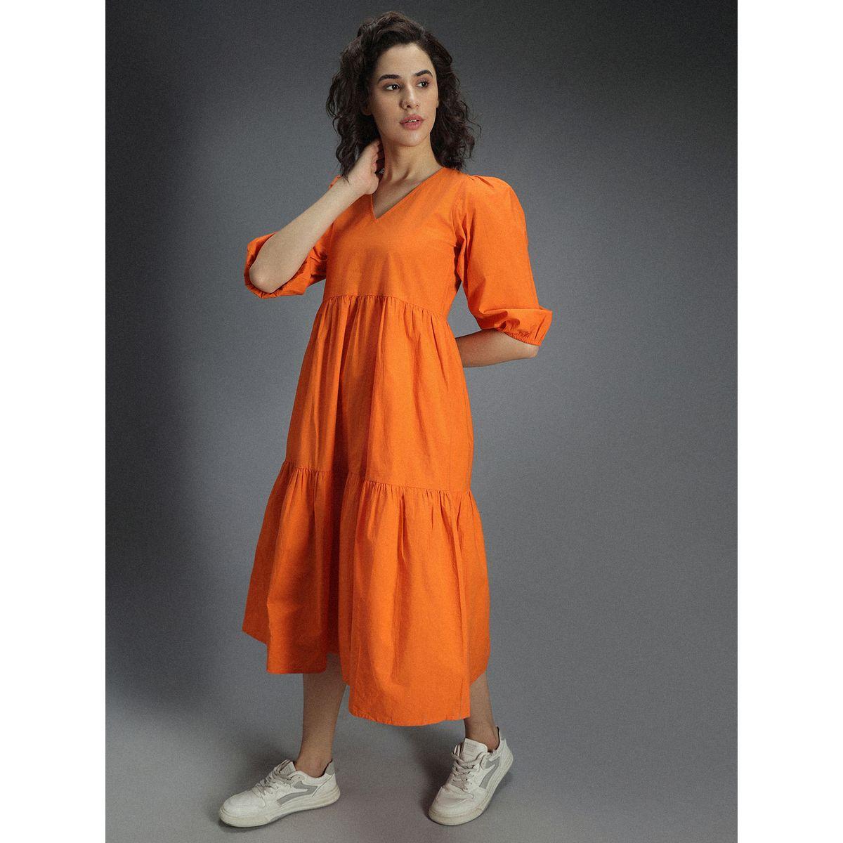 High Star X Styli  V Neck Cotton Tiered Midi Dress-women-clothing-dresses-image-3