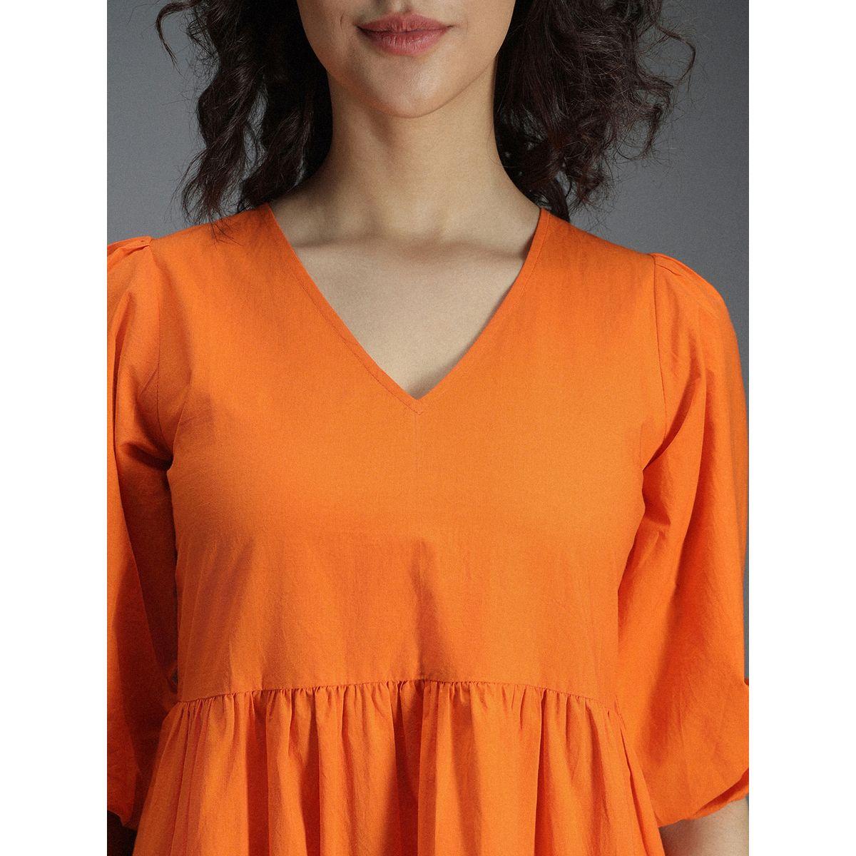 High Star X Styli  V Neck Cotton Tiered Midi Dress-women-clothing-dresses-image-5