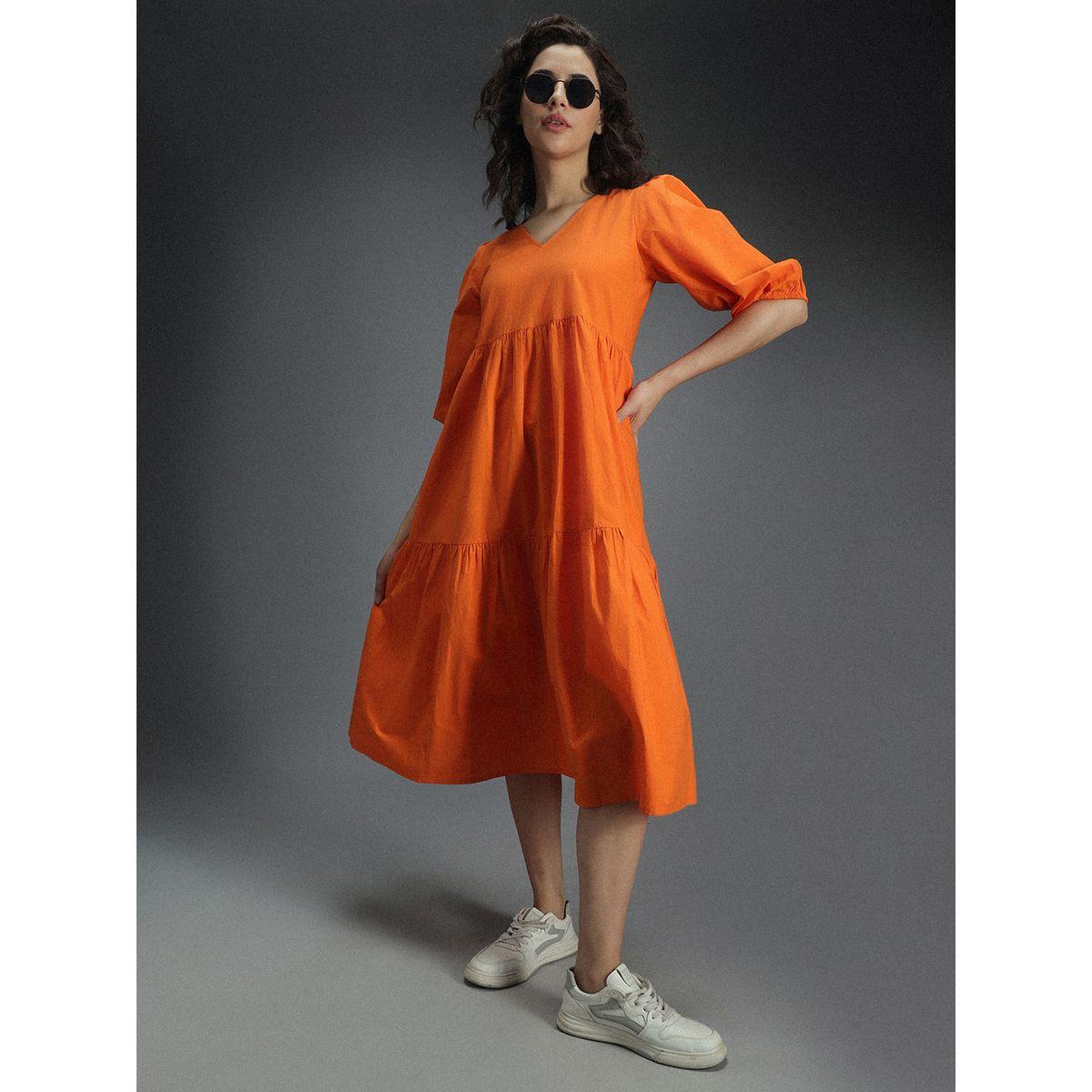 High Star X Styli  V Neck Cotton Tiered Midi Dress-women-clothing-dresses-image-6