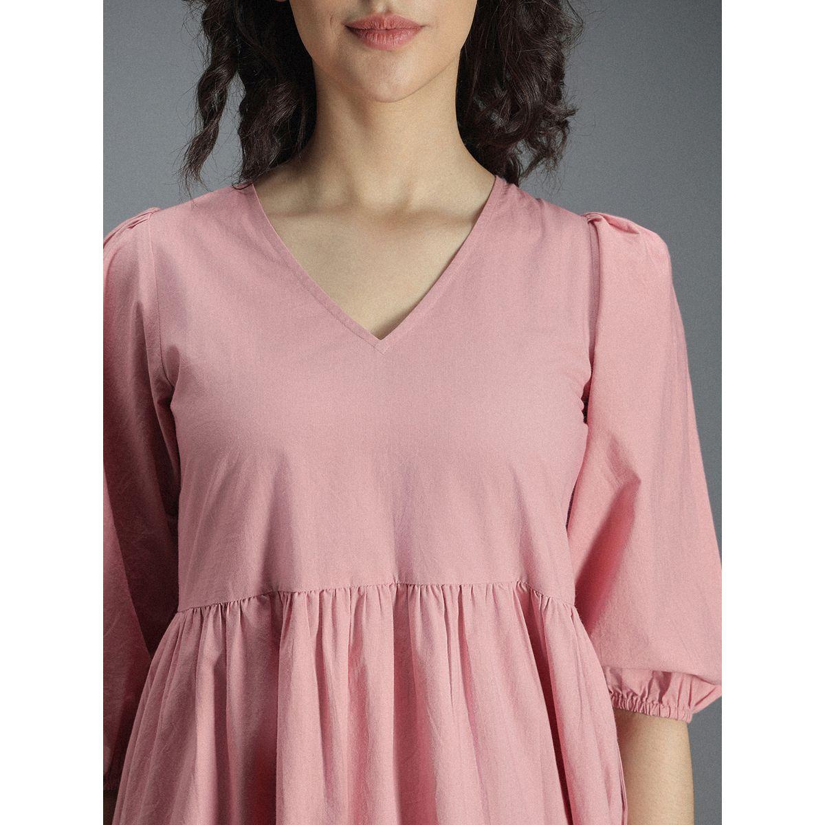 High Star X Styli  V Neck Cotton Tiered Midi Dress-women-clothing-dresses-image-4