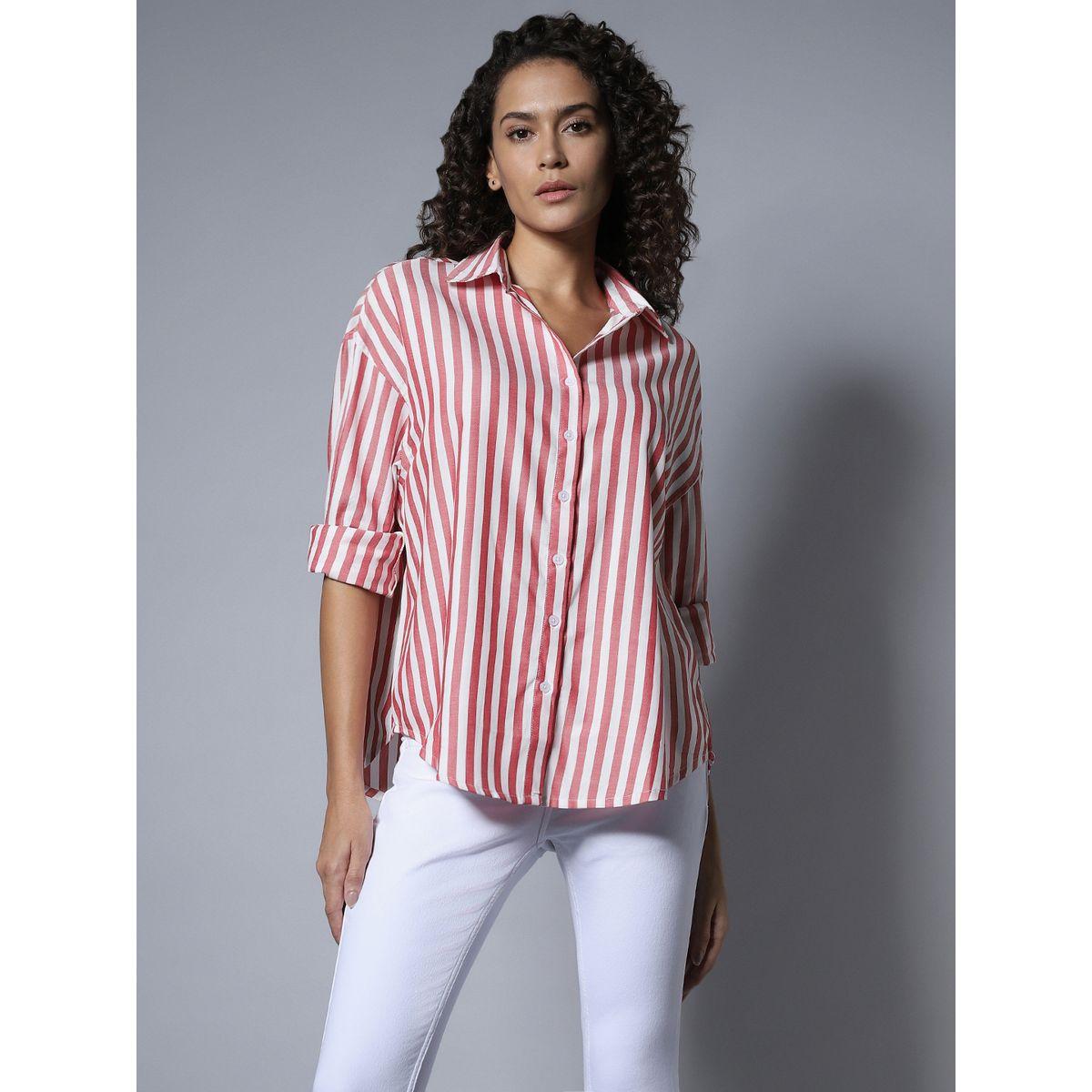 High Star X Styli  Striped Spread Collar Boxy Longline Shirt-women-clothing-shirtsandblouses-shirts-image-2