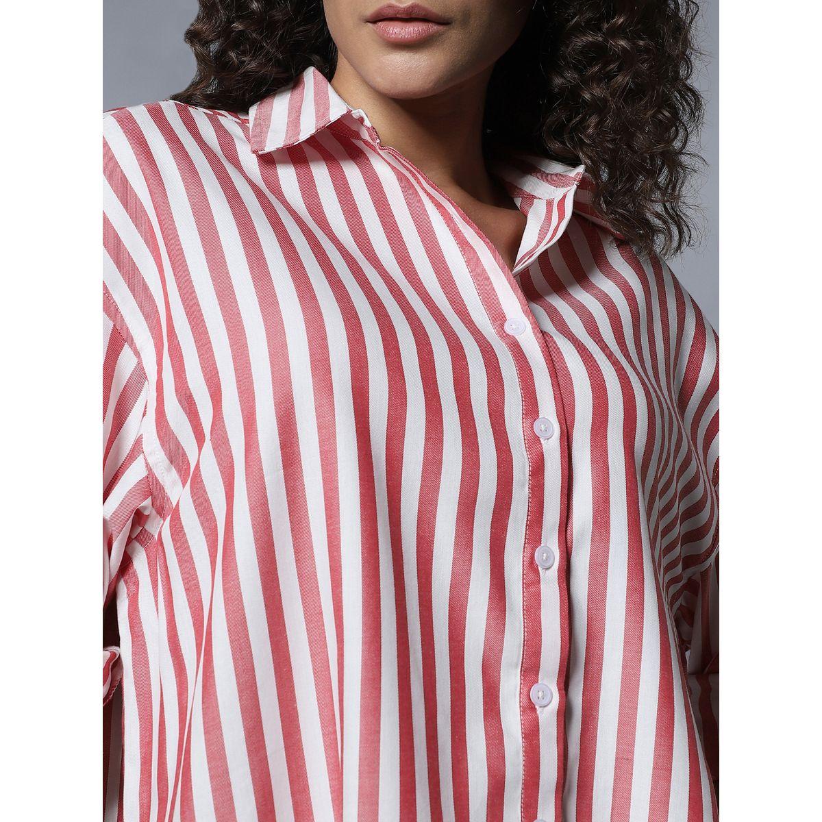 بلوزة بوكسي مخططة مع ياقة سبريد هاي ستار × ستايلي-women-clothing-shirtsandblouses-shirts-image-5