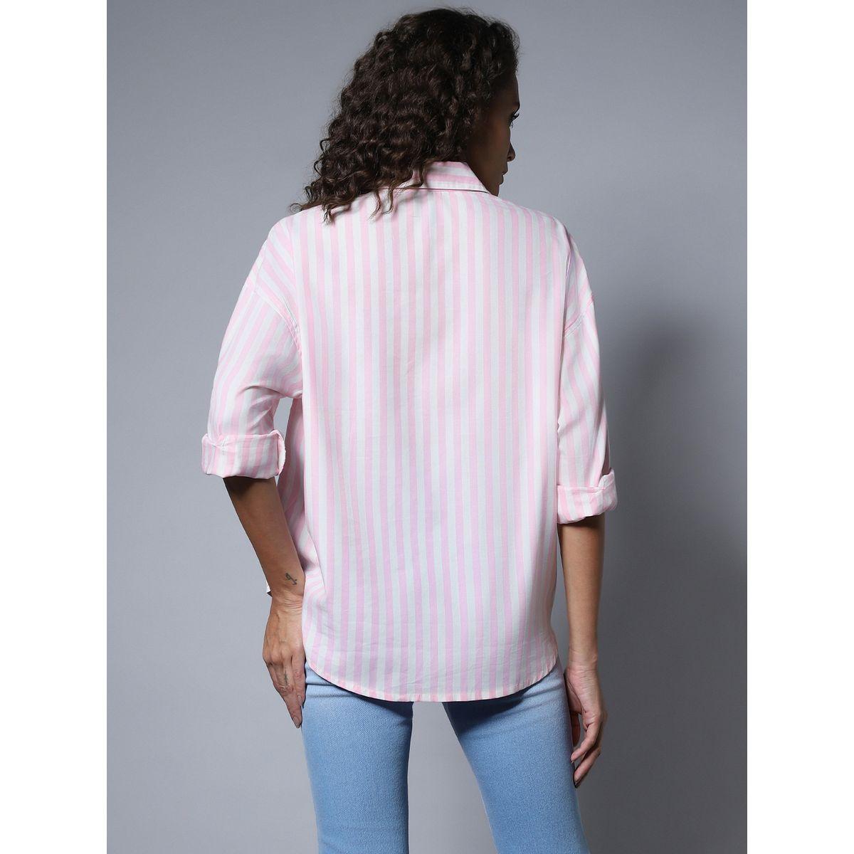 بلوزة بوكسي مخططة مع ياقة سبريد هاي ستار × ستايلي-women-clothing-shirtsandblouses-shirts-image-4