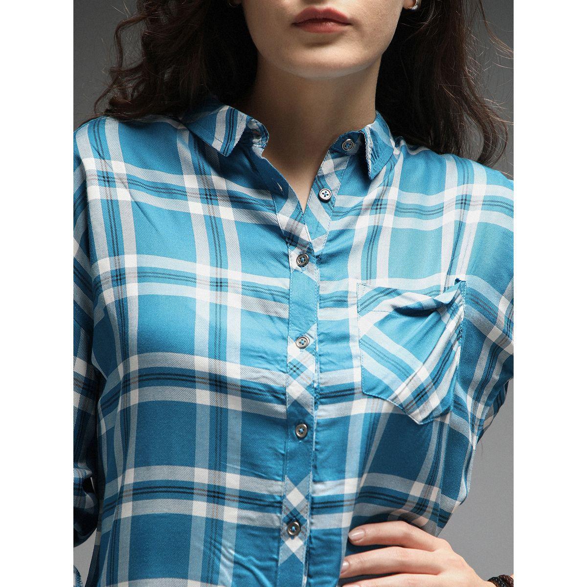 High Star X Styli  Standard Tartan Check Spread Collar Casual Shirt-women-clothing-shirtsandblouses-shirts-image-5