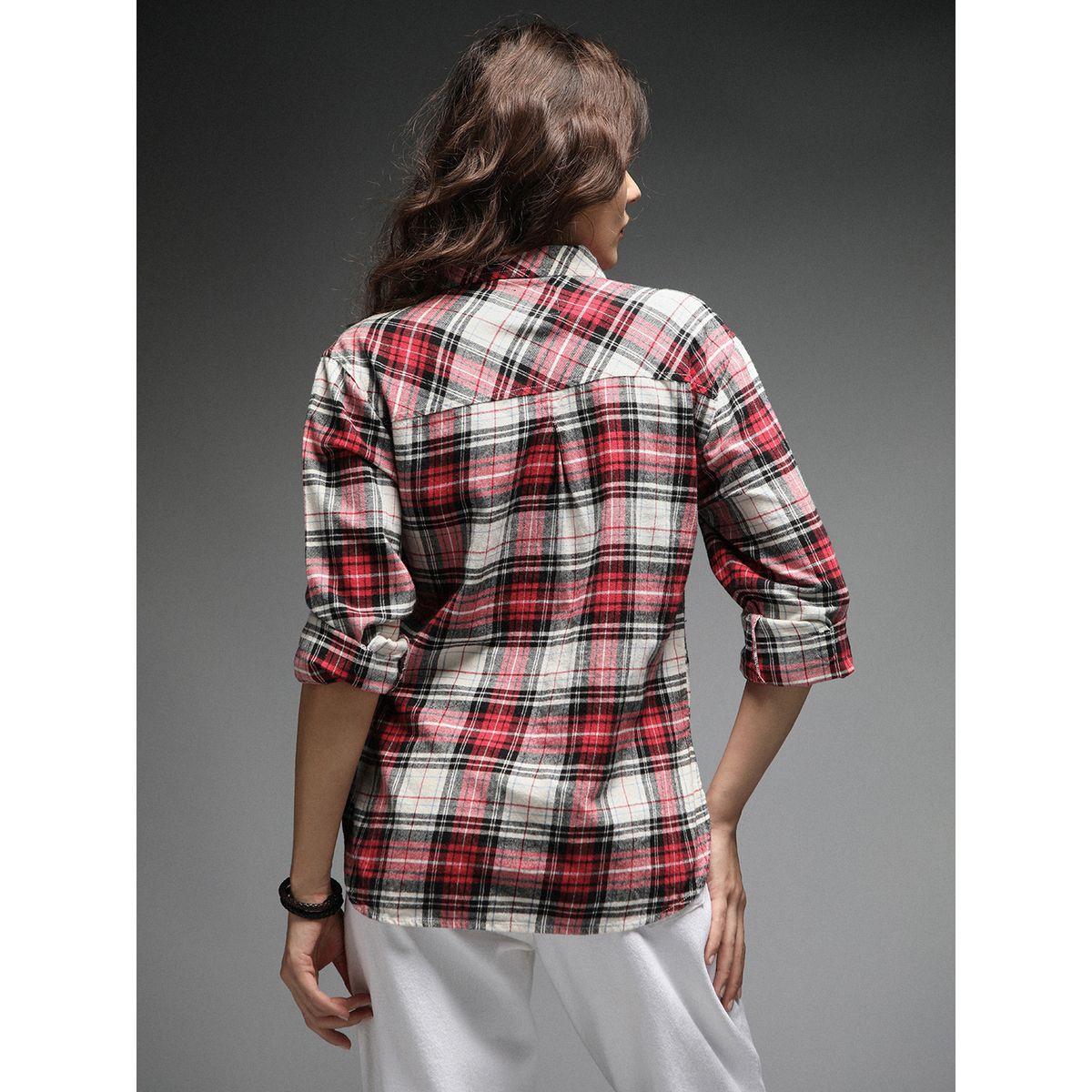 High Star X Styli  Standard Tartan Check Spread Collar Casual Shirt-women-clothing-shirtsandblouses-shirts-image-4
