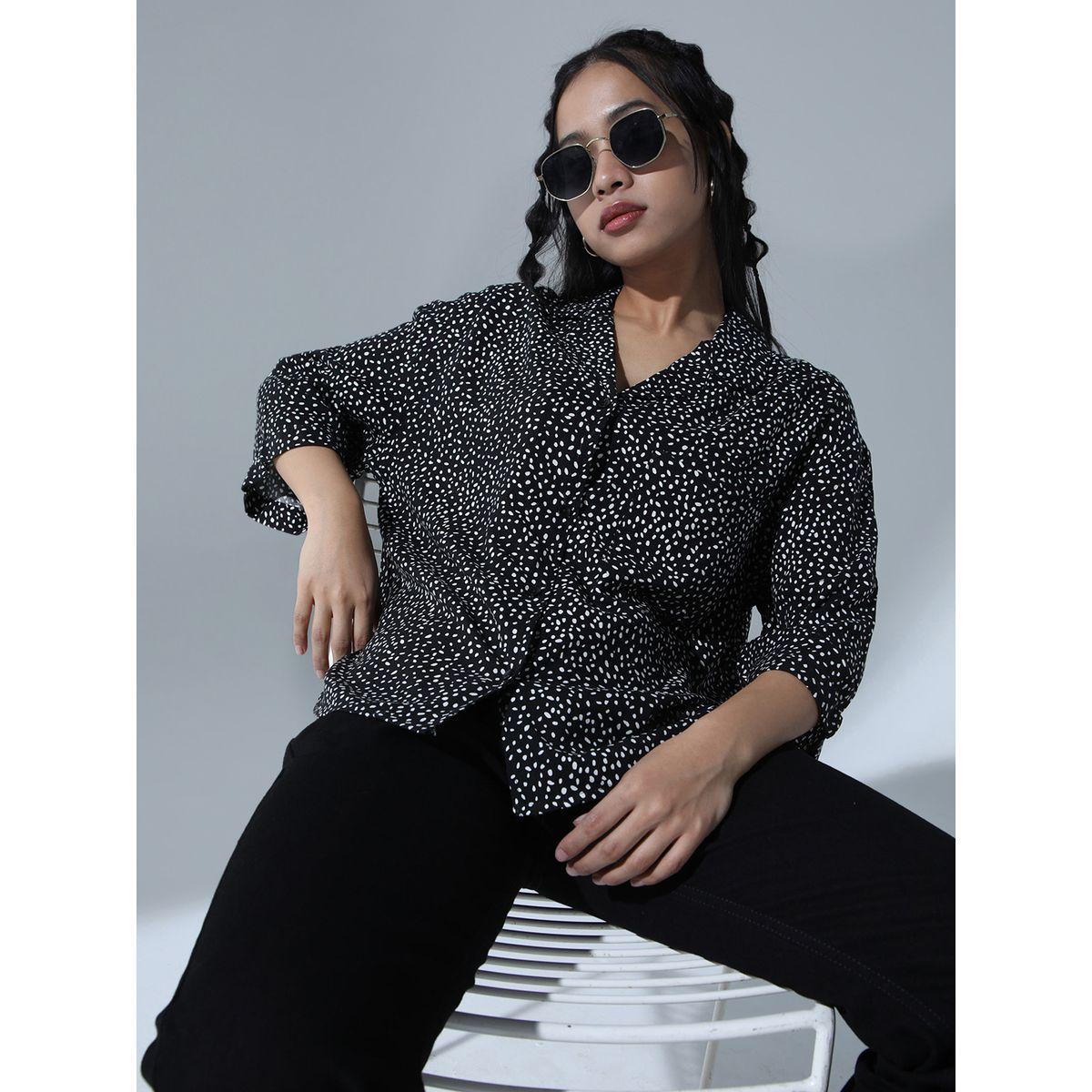 Hubberholme X Styli  Ditsy Print Notch Lapel Relaxed Fit Shirt-women-clothing-shirtsandblouses-shirts-image-1