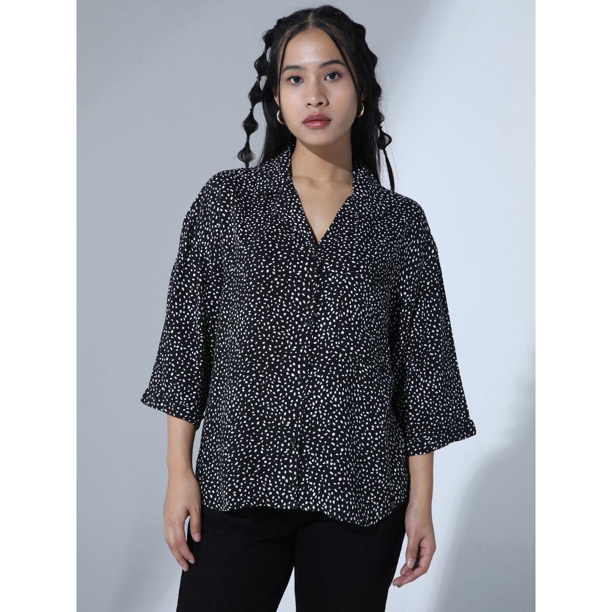 Hubberholme X Styli  Ditsy Print Notch Lapel Relaxed Fit Shirt-women-clothing-shirtsandblouses-shirts-image-2