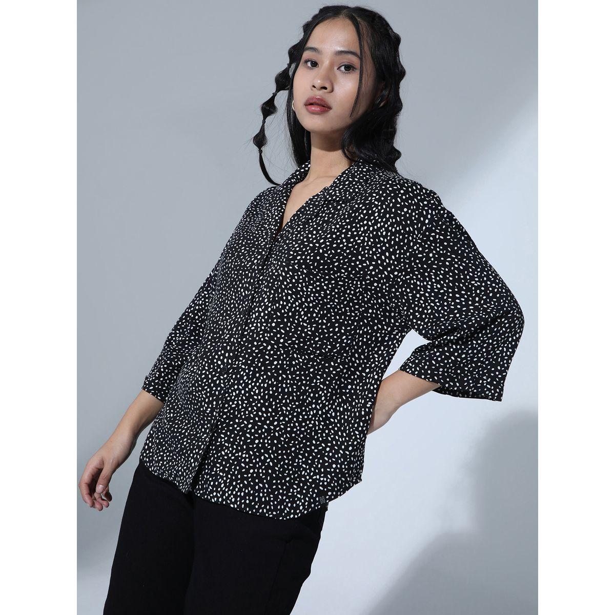 Hubberholme X Styli  Ditsy Print Notch Lapel Relaxed Fit Shirt-women-clothing-shirtsandblouses-shirts-image-3