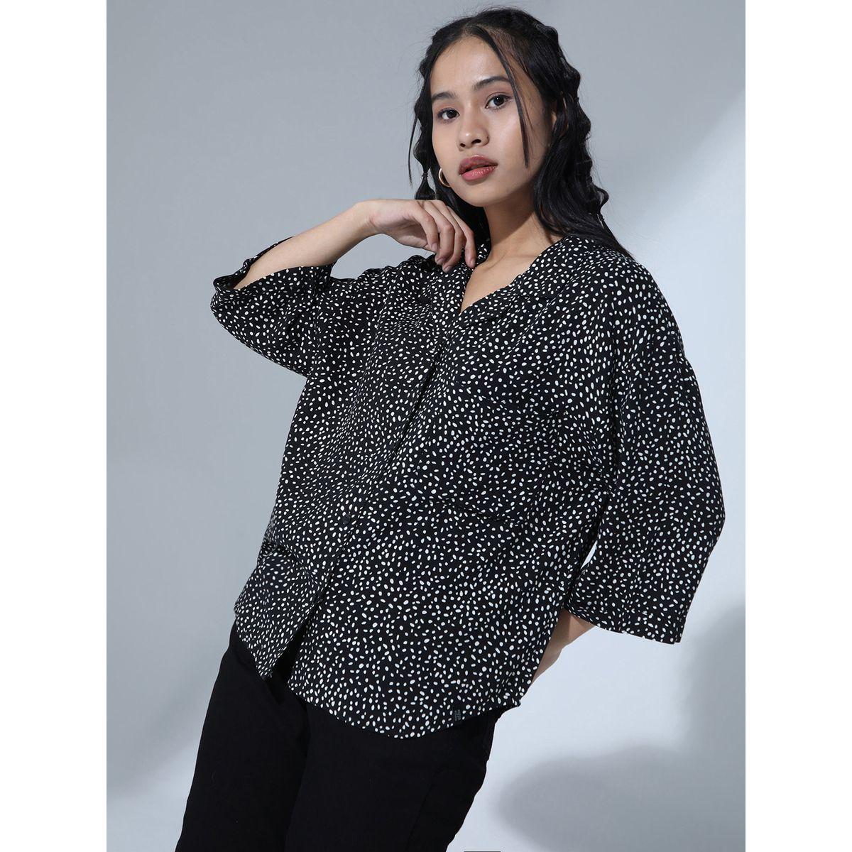 Hubberholme X Styli  Ditsy Print Notch Lapel Relaxed Fit Shirt-women-clothing-shirtsandblouses-shirts-image-7