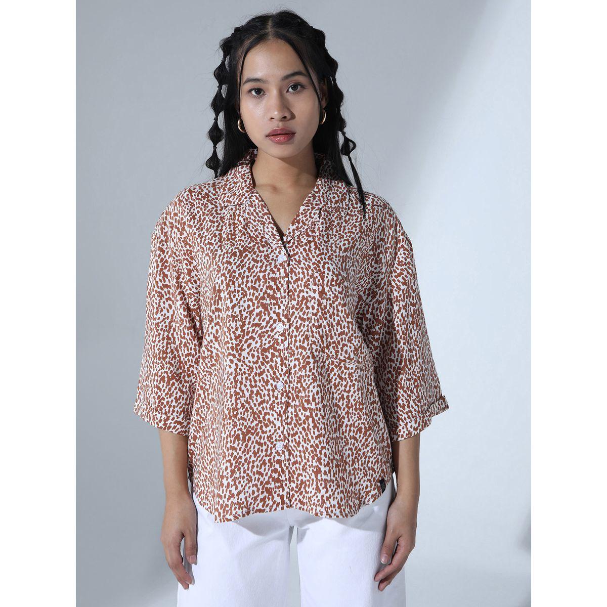 Hubberholme X Styli  Ditsy Print Notch Lapel Relaxed Fit Shirt-women-clothing-shirtsandblouses-shirts-image-2