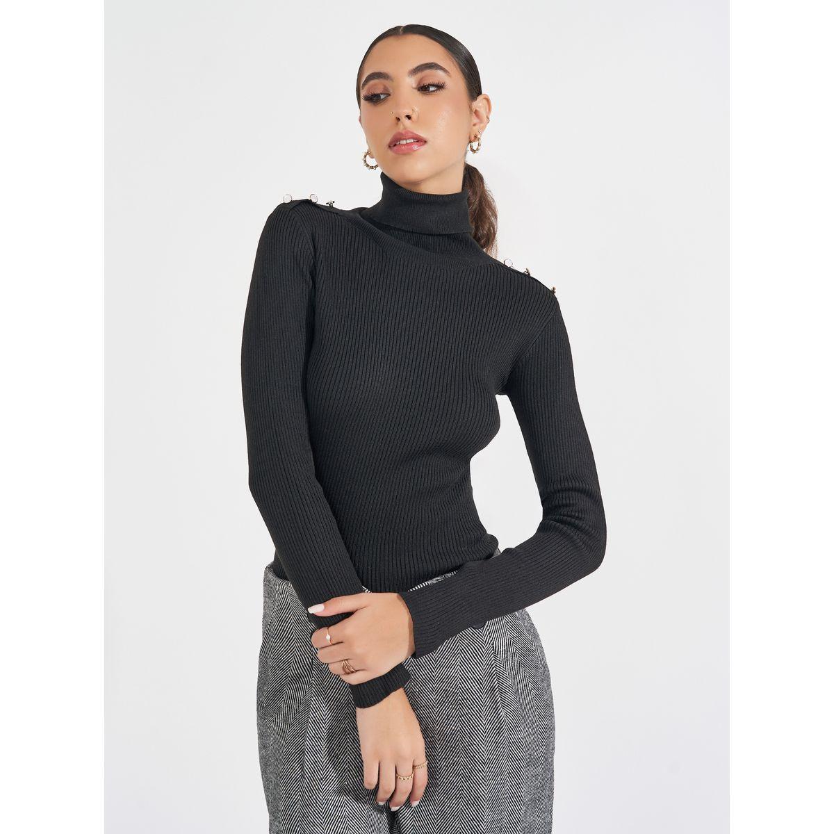 سويتر مُجسم بتفاصيل مضلعة مع ياقة عالية-women-clothing-cardigansandjumpers-jumpers-image-3