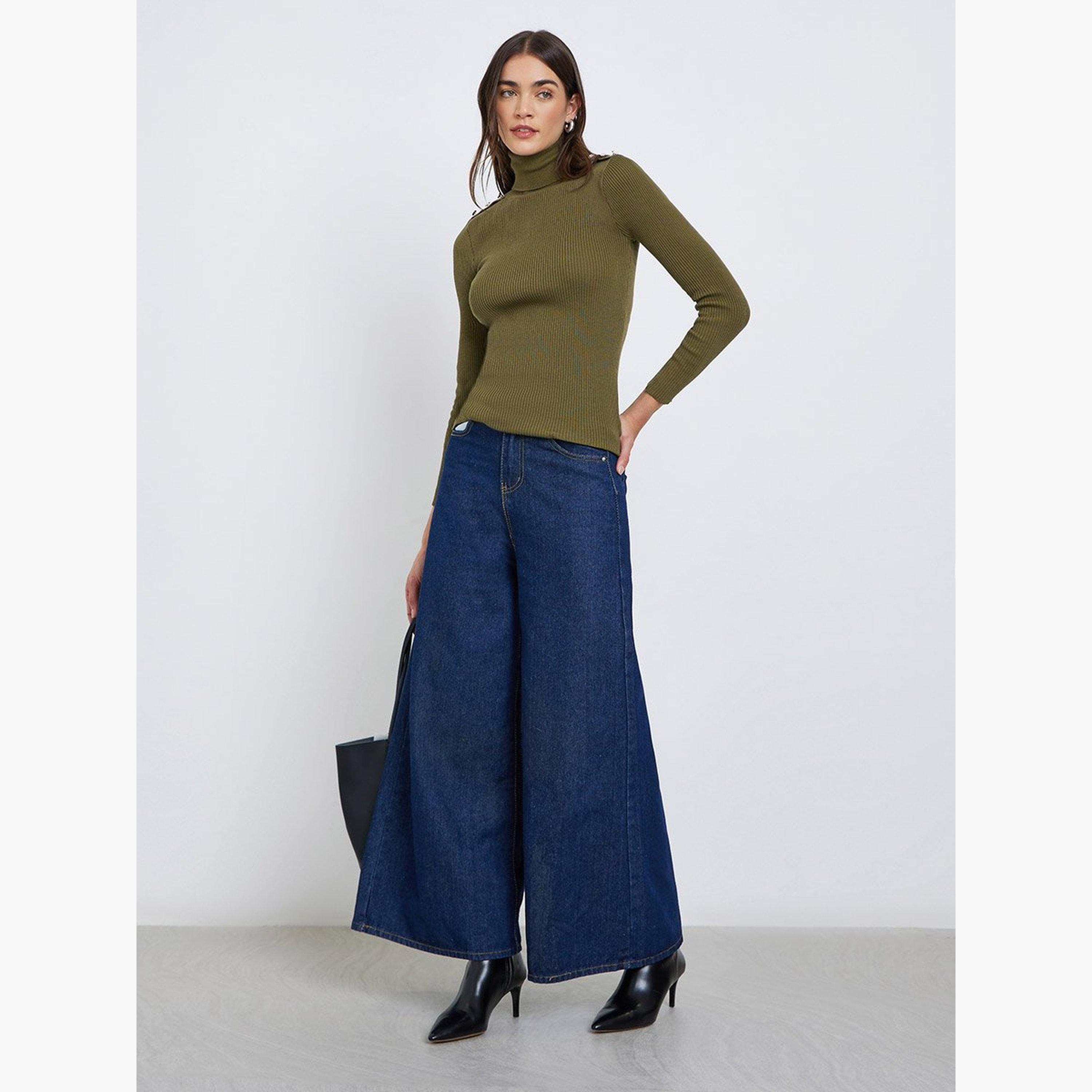 ستايلي - سترة ذات ياقة مدورة مضلعة لون أخضر الزيتوني-women-winterwear-cardigansandjumpers-jumpers-image-1