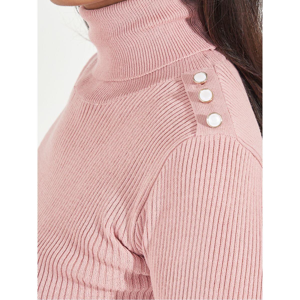 سويتر مُجسم بتفاصيل مضلعة وياقة عالية-women-clothing-cardigansandjumpers-jumpers-image-2
