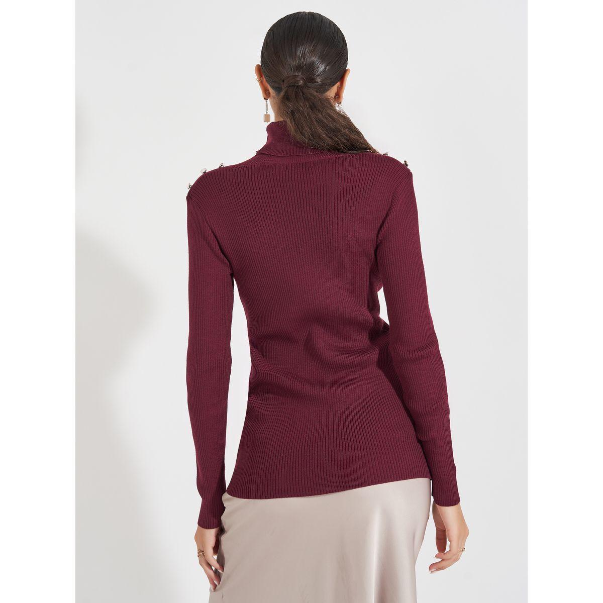 سويتر مُجسم بتفاصيل مضلعة مع ياقة عالية-women-clothing-cardigansandjumpers-jumpers-image-1