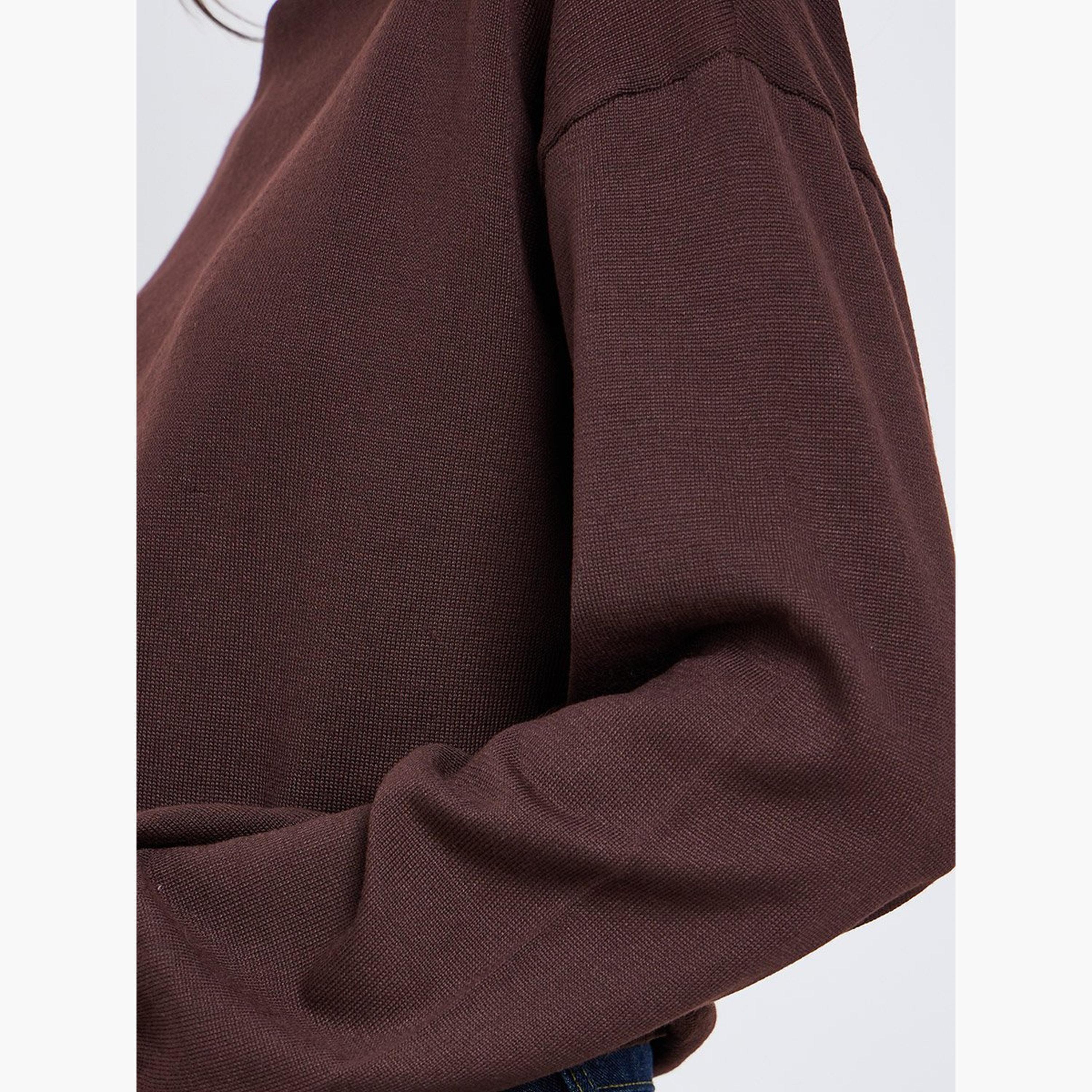 ستايلي - سترة مقاس كبير ياقة مدورة بلون بني قهوة-women-winterwear-cardigansandjumpers-jumpers-image-4