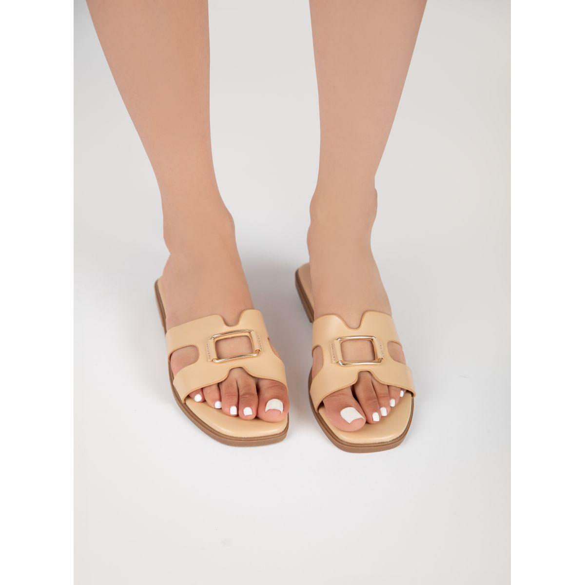 صندل فلات مع سير بفتحات وحلية رايد × ستايلي-women-shoes-sandals-flats-image-2