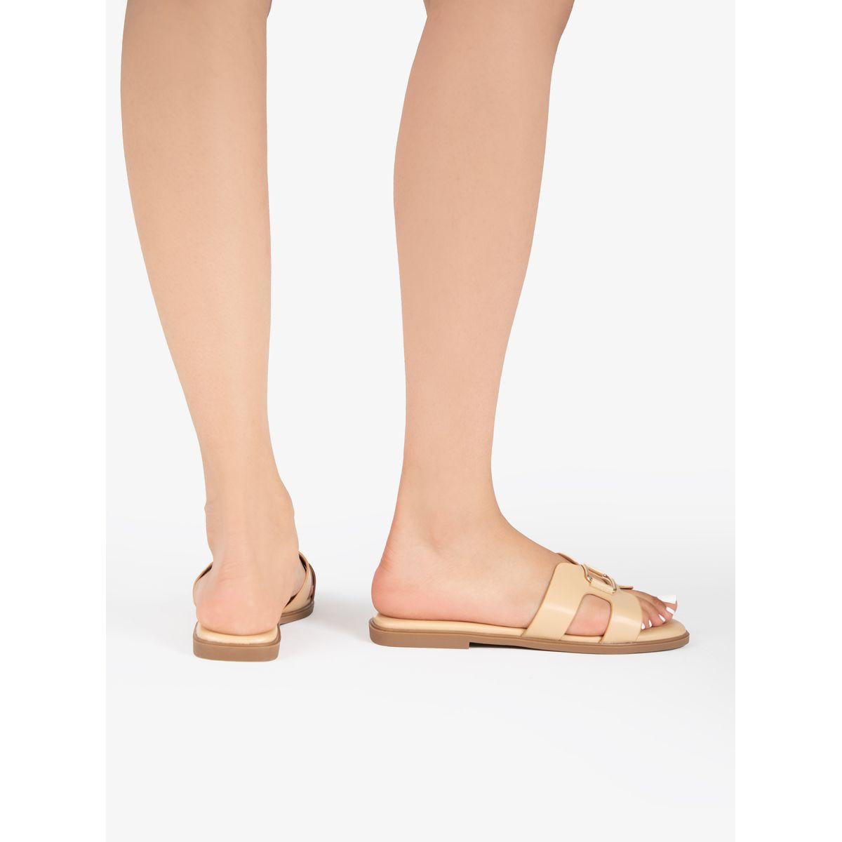 صندل فلات مع سير بفتحات وحلية رايد × ستايلي-women-shoes-sandals-flats-image-3