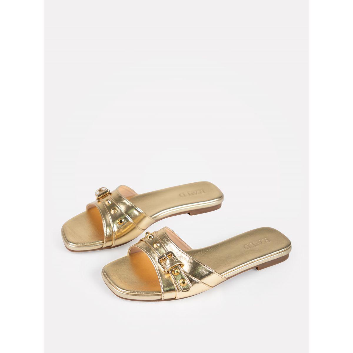 Raid X Styli  Studded Strap Metallic Flat Sandals-women-shoes-sandals-flats-image-4
