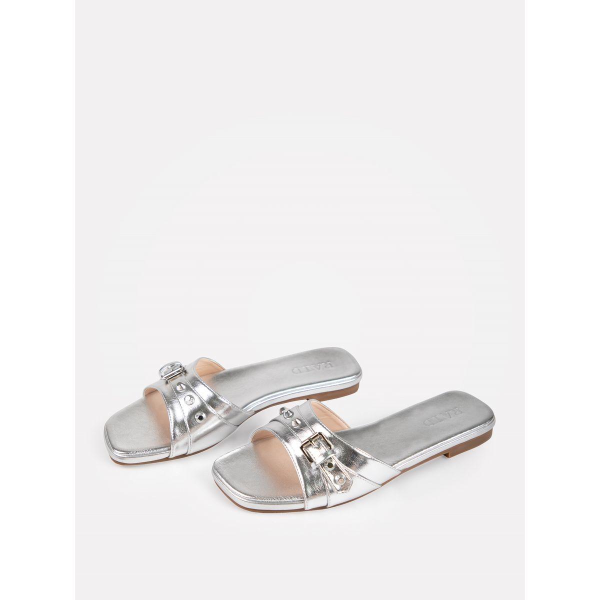 Raid X Styli  Studded Strap Metallic Flat Sandals-women-shoes-sandals-flats-image-4