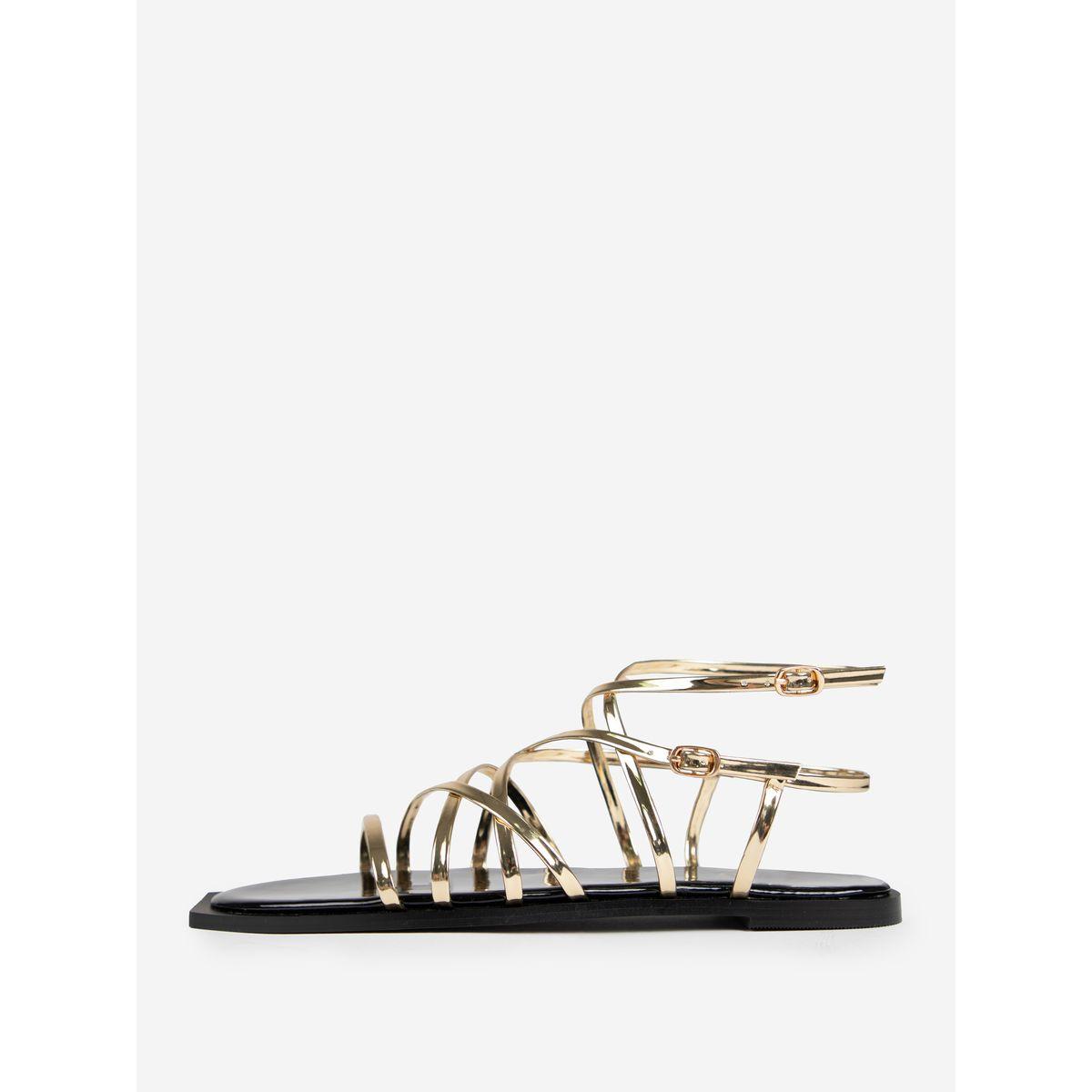 Raid X Styli  Metallic Ankle Strap Flat Sandals-women-shoes-sandals-flats-image-4