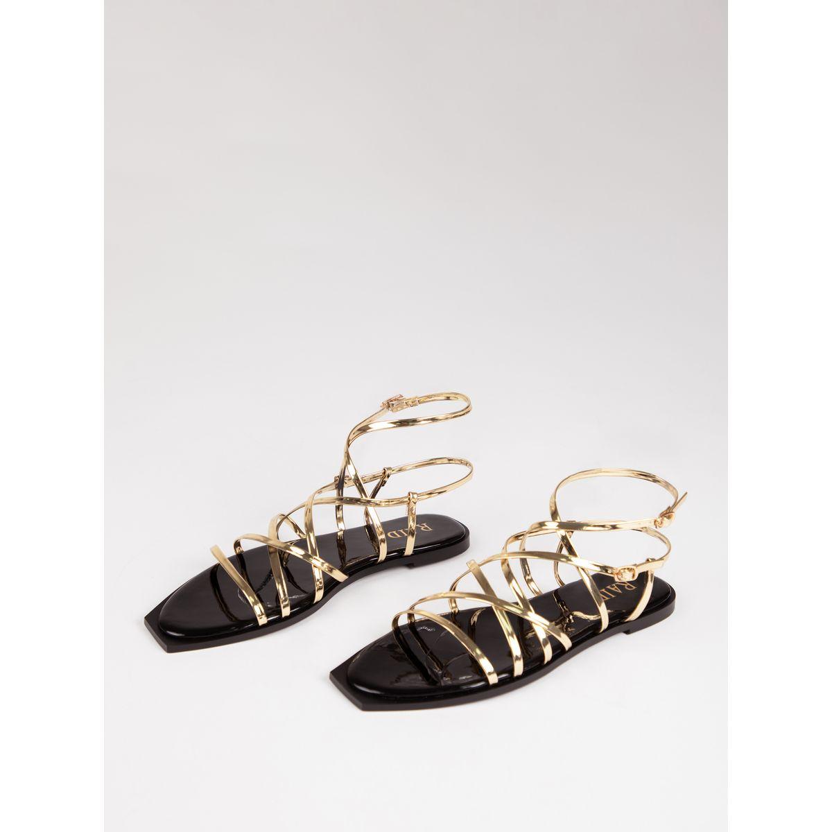 Raid X Styli  Metallic Ankle Strap Flat Sandals-women-shoes-sandals-flats-image-5