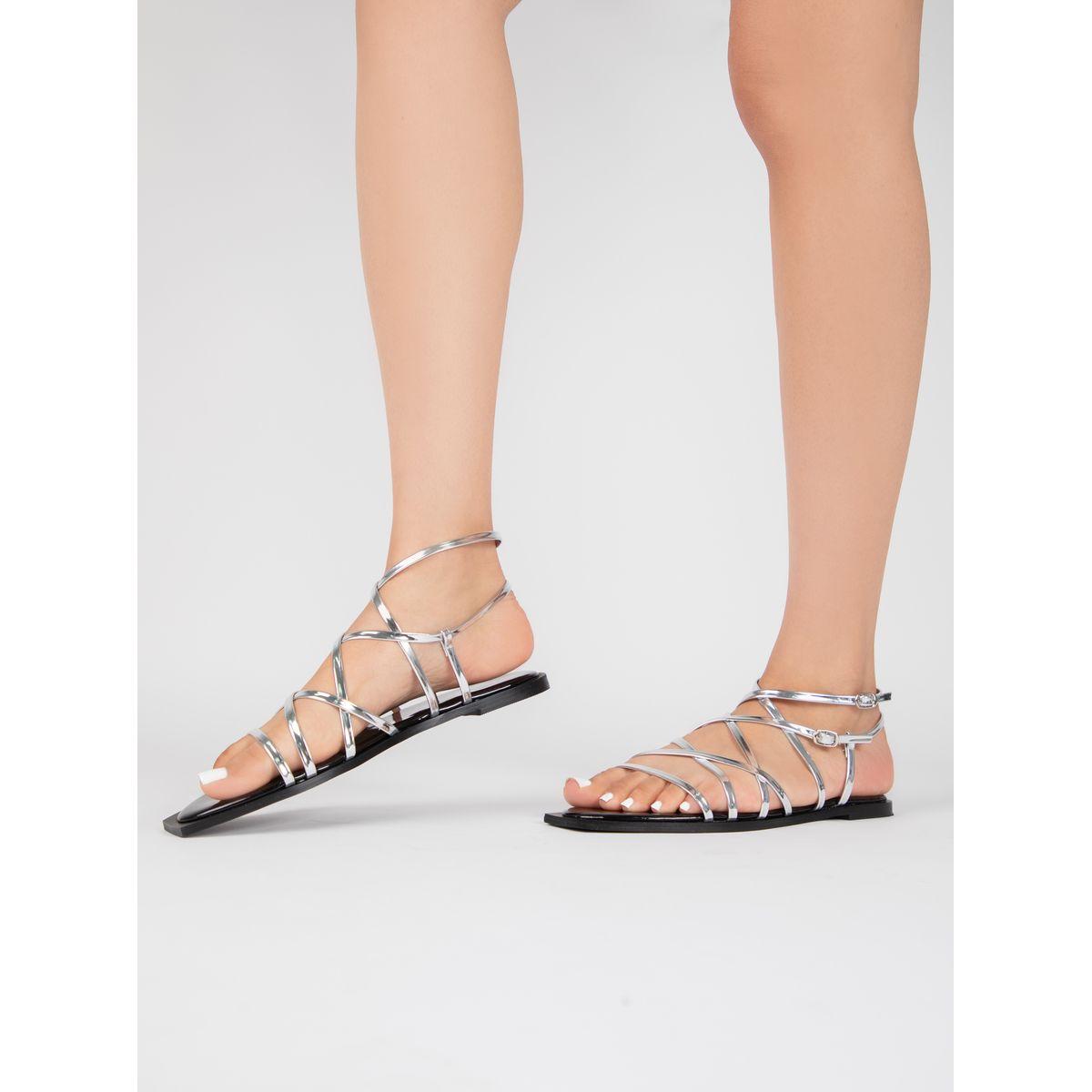 Raid X Styli  Metallic Ankle Strap Flat Sandals-women-shoes-sandals-flats-image-3