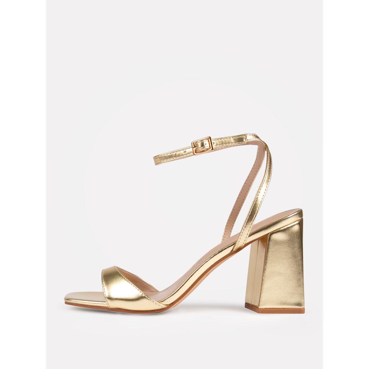 Raid X Styli  Metallic Ankle Strap Block Heel Sandals-women-shoes-heels-image-4