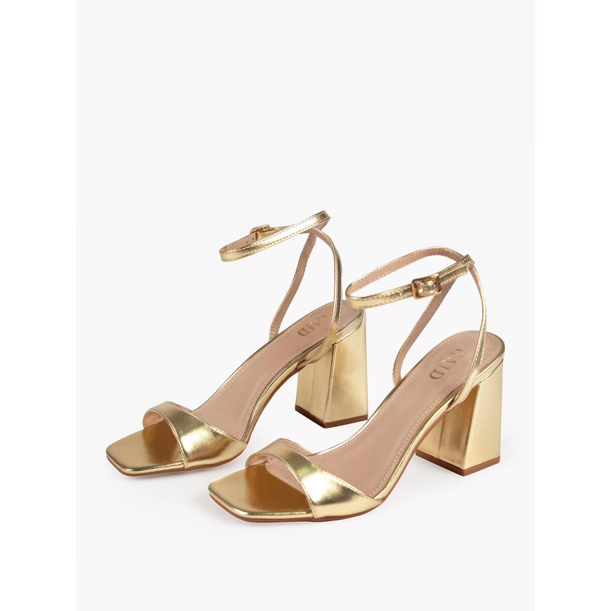 Raid X Styli  Metallic Ankle Strap Block Heel Sandals-women-shoes-heels-image-5