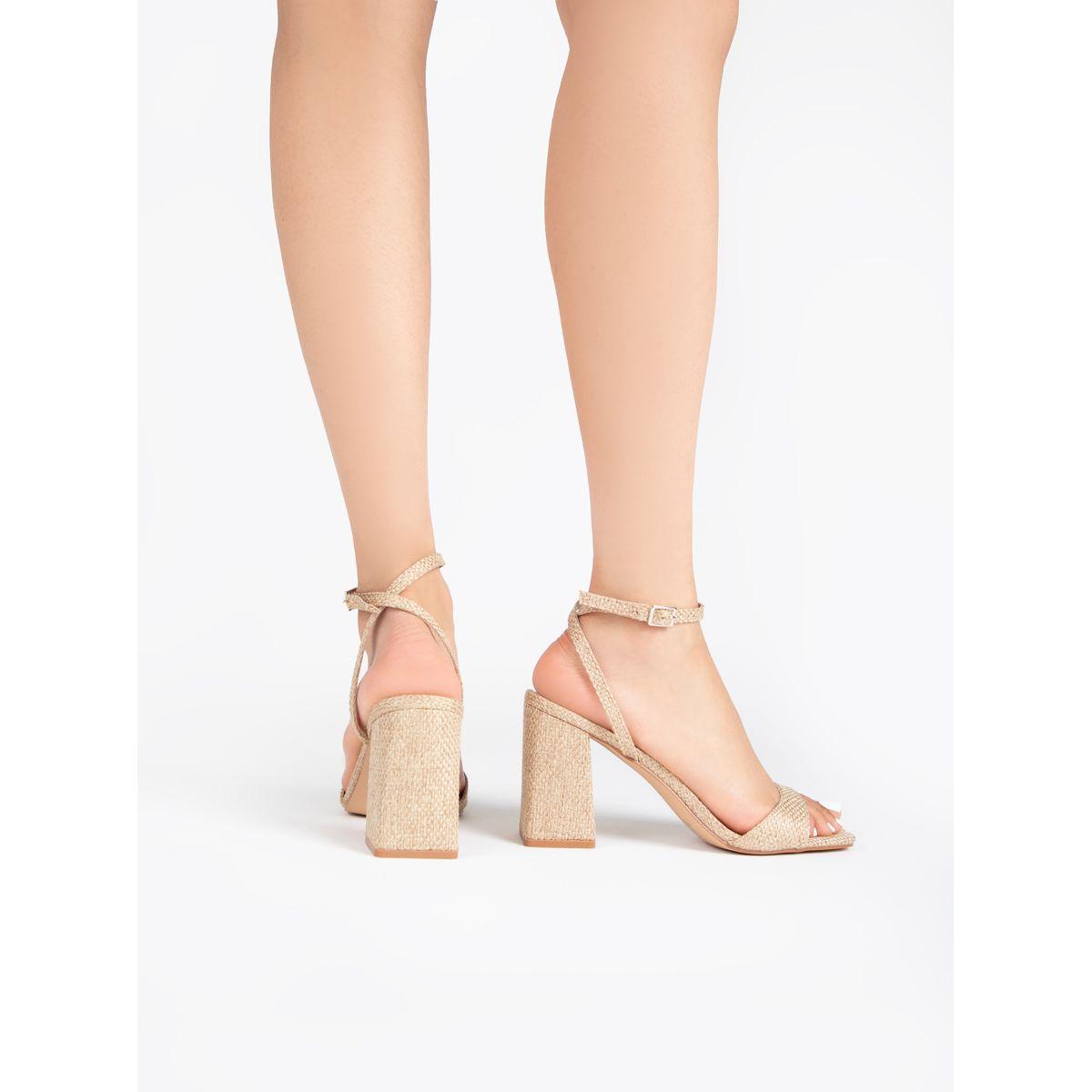 Raid X Styli  Textured Ankle Strap Block Heel Sandals-women-shoes-heels-image-3