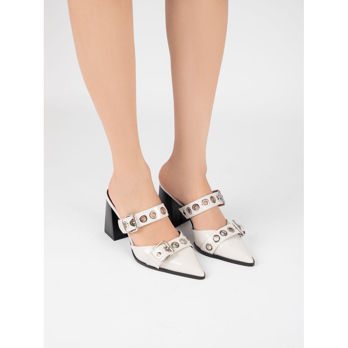 Raid X Styli  Metal Eyelet Buckle Design Pointed Toe Mules-women-shoes-heels-image-1