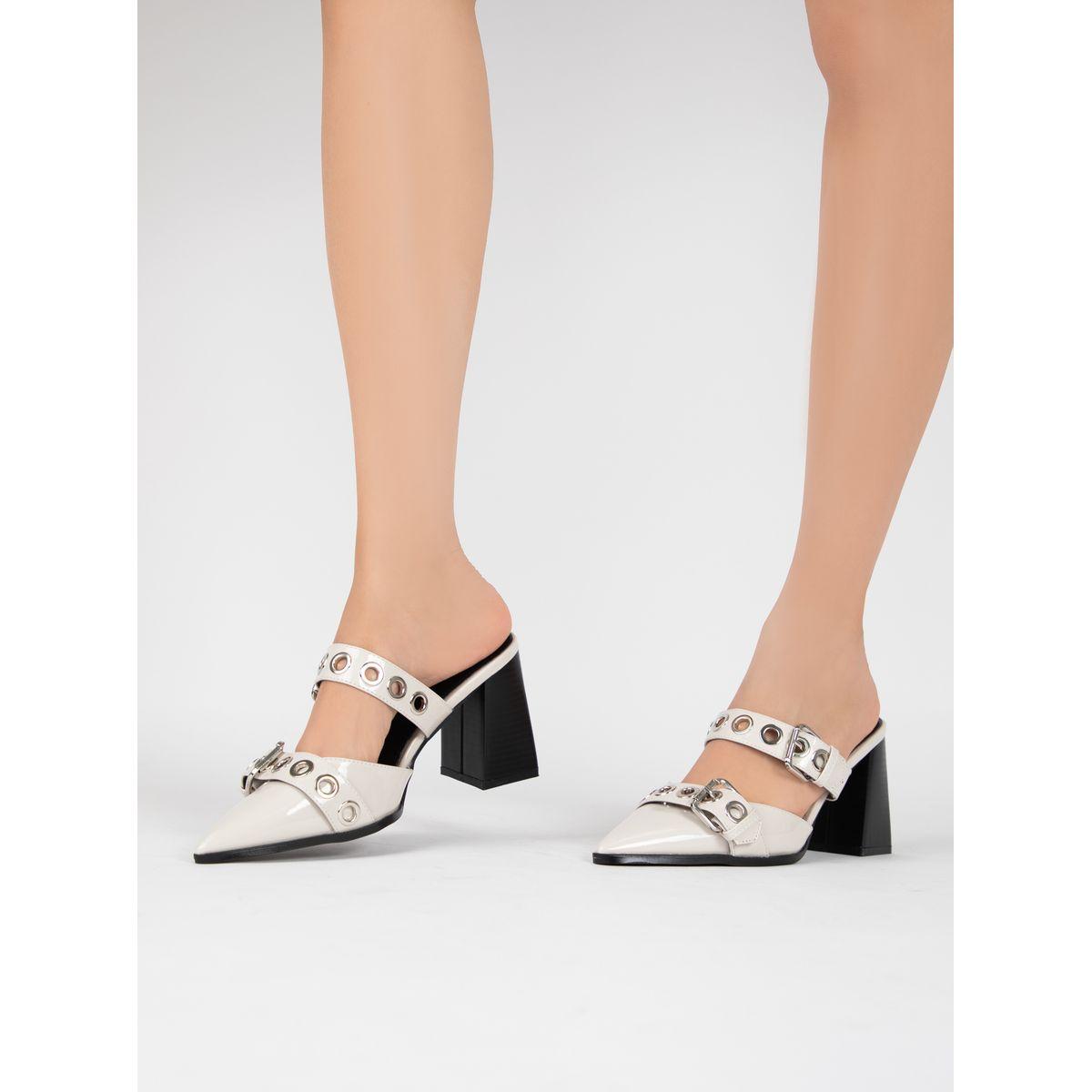 Raid X Styli  Metal Eyelet Buckle Design Pointed Toe Mules-women-shoes-heels-image-2
