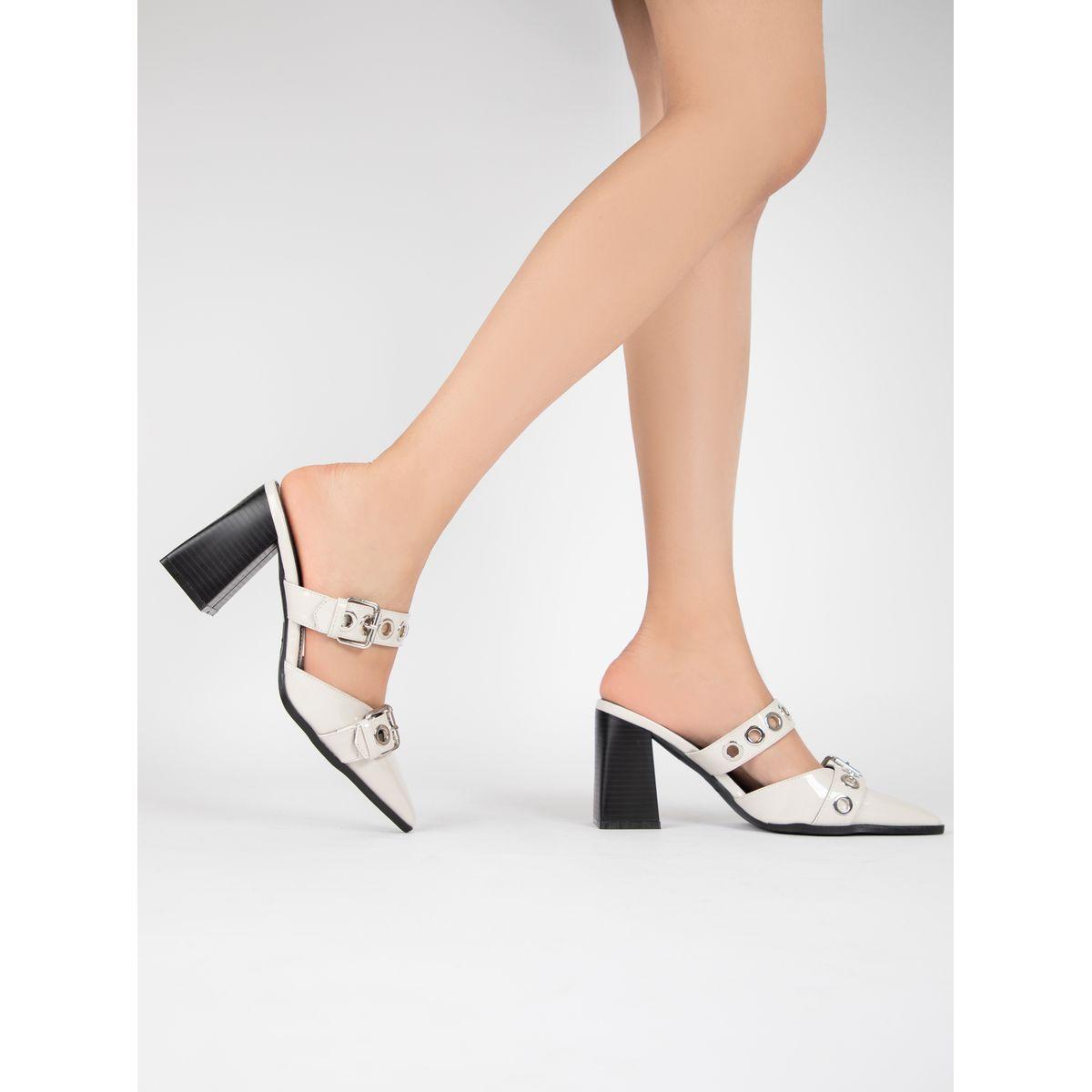 Raid X Styli  Metal Eyelet Buckle Design Pointed Toe Mules-women-shoes-heels-image-3