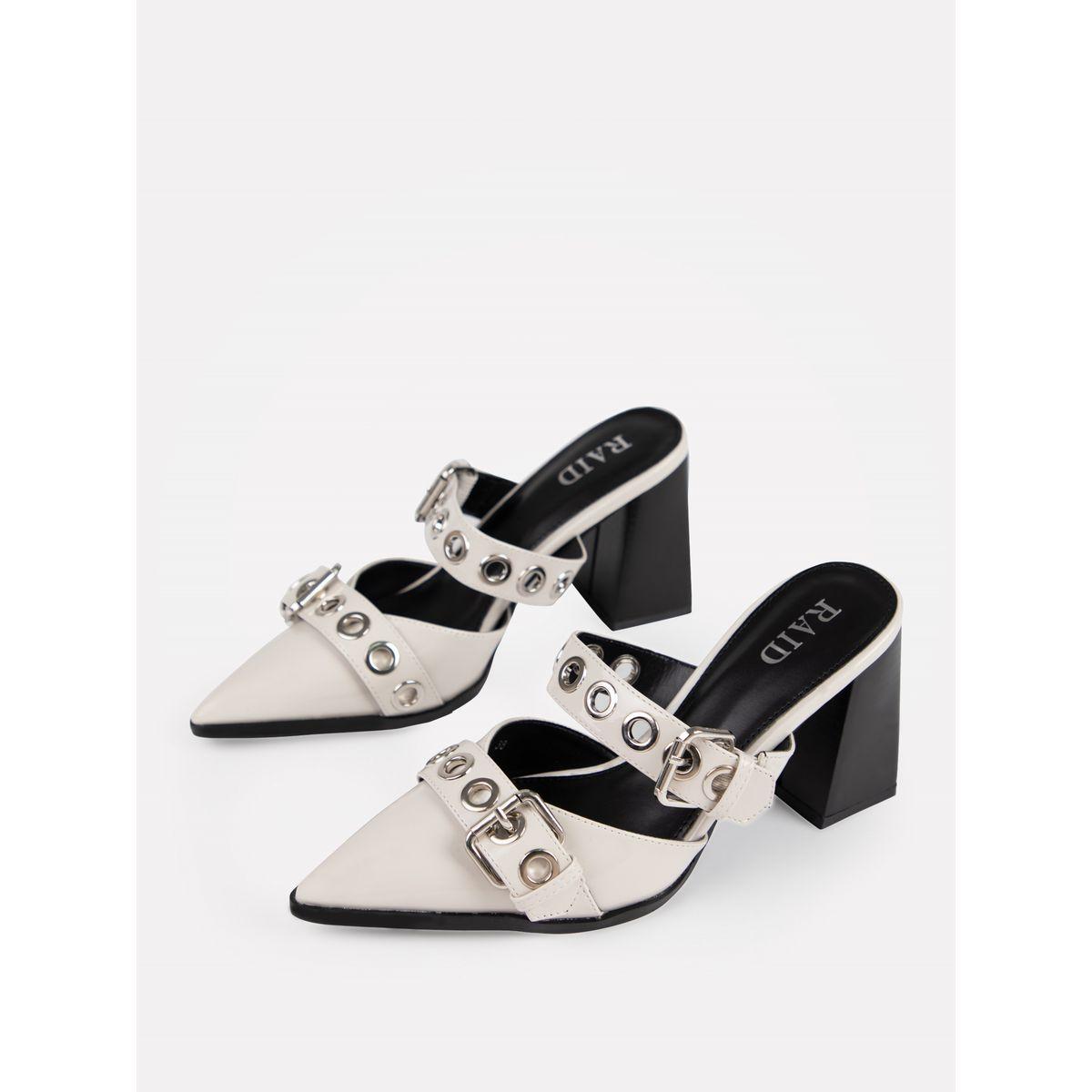 Raid X Styli  Metal Eyelet Buckle Design Pointed Toe Mules-women-shoes-heels-image-5
