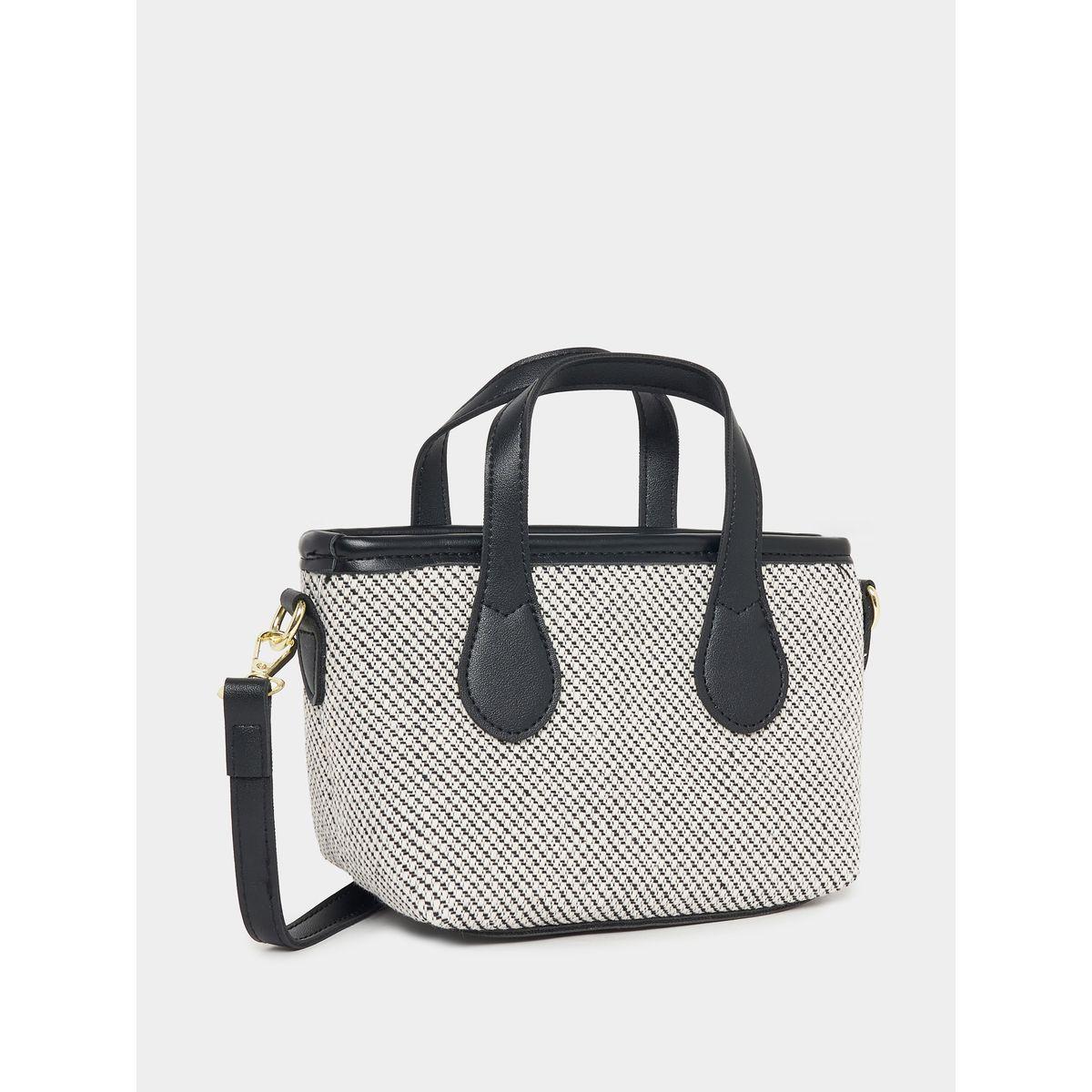 Styli Contrast Top Handle Textured Handbag-women-bagsandwallets-handbags-image-1