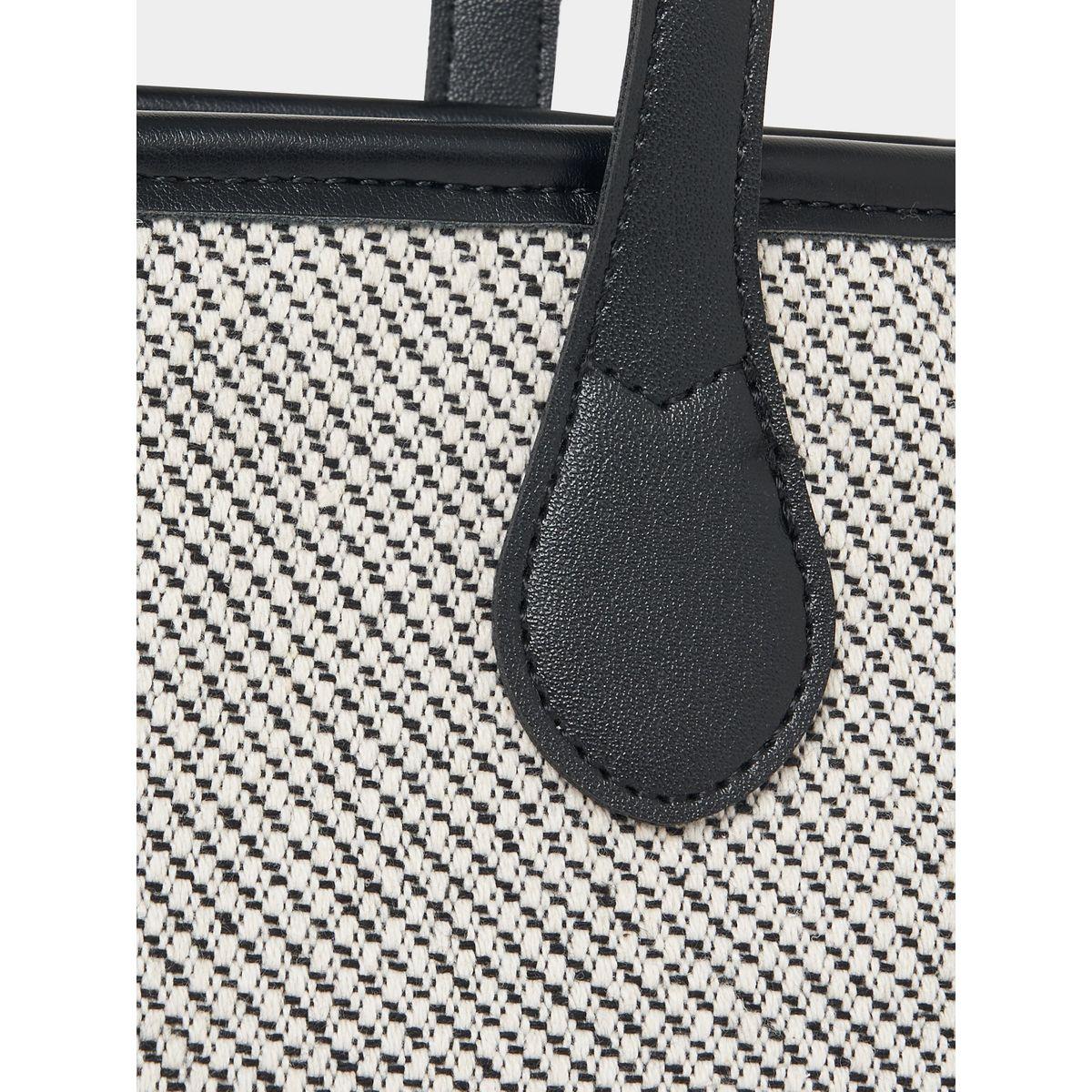 Styli Contrast Top Handle Textured Handbag-women-bagsandwallets-handbags-image-2