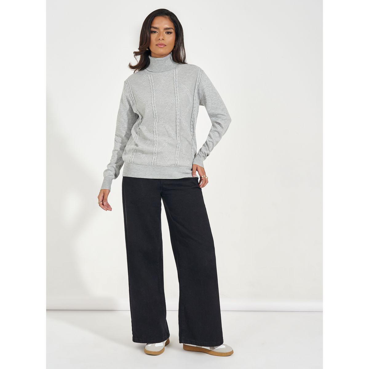 Styli Regular Fit Turtle Neck Cable Knit Sweater-women-clothing-cardigansandjumpers-jumpers-image-2