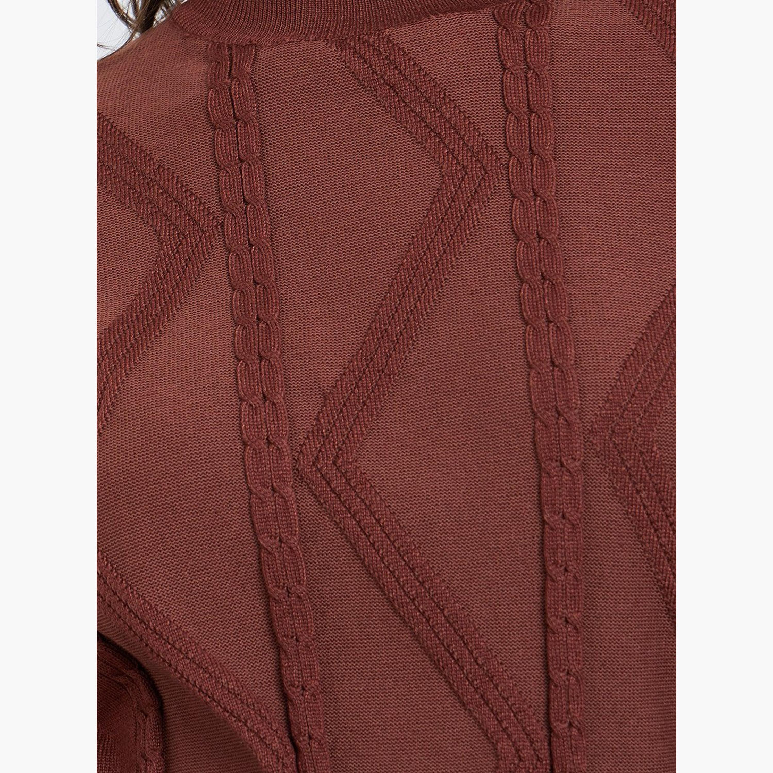 Styli Rust Cable Knit Turtleneck Sweater-women-winterwear-cardigansandjumpers-jumpers-image-4