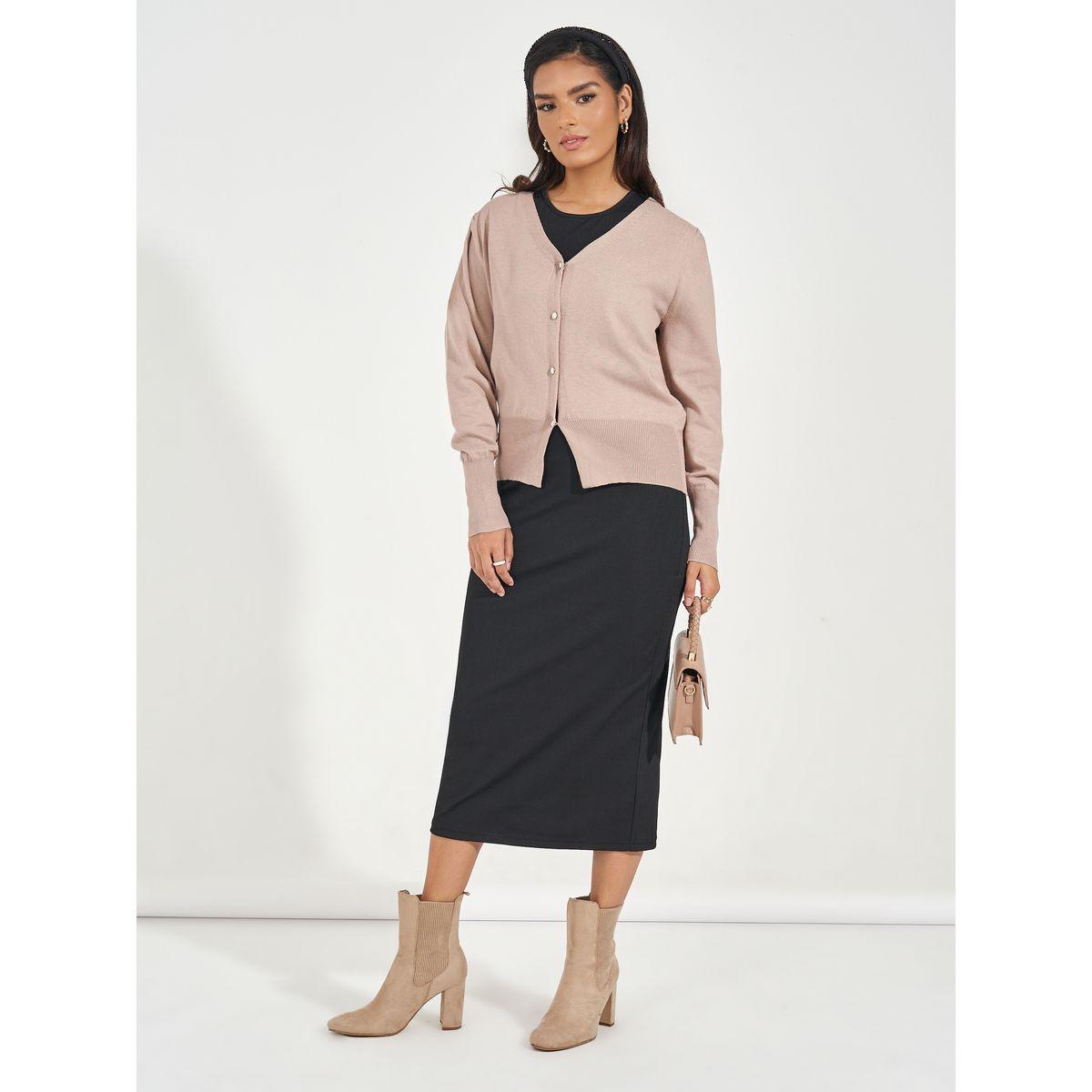 Styli Regular Fit Buttoned Cardigan with Volume Sleeves-women-winterwear-cardigansandjumpers-cardigans-image-2